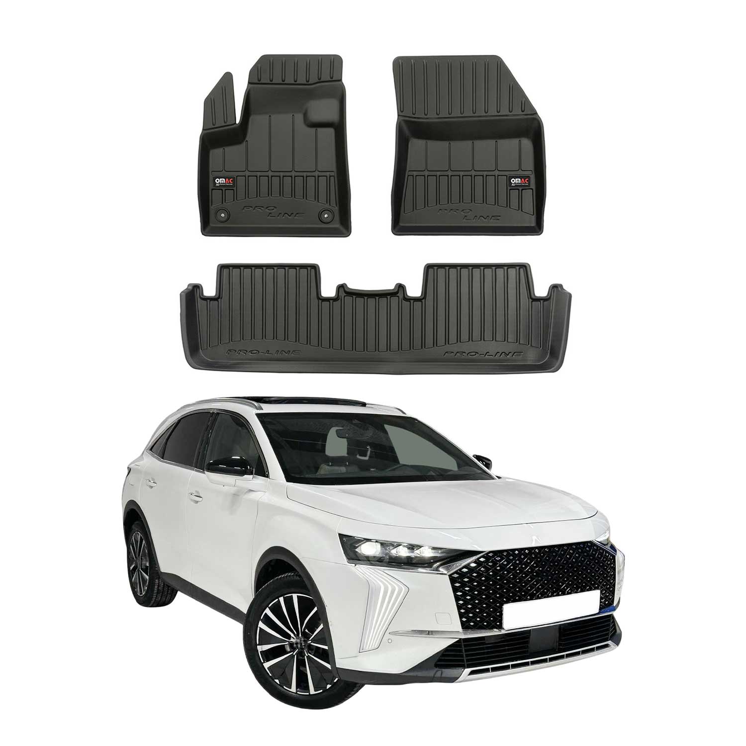 OMAC Premium Alfombrillas De Coche para DS 7 2017-2025 Negro TPE Goma 4Pza