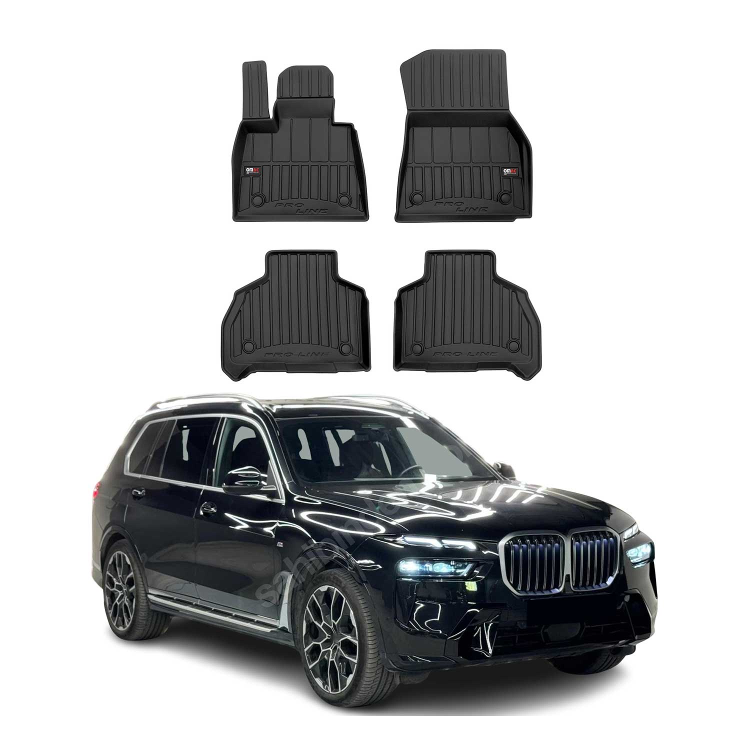 OMAC Premium Alfombrillas De Coche para BMW X7 G07 2018-2026 Negro TPE Goma 4Pza