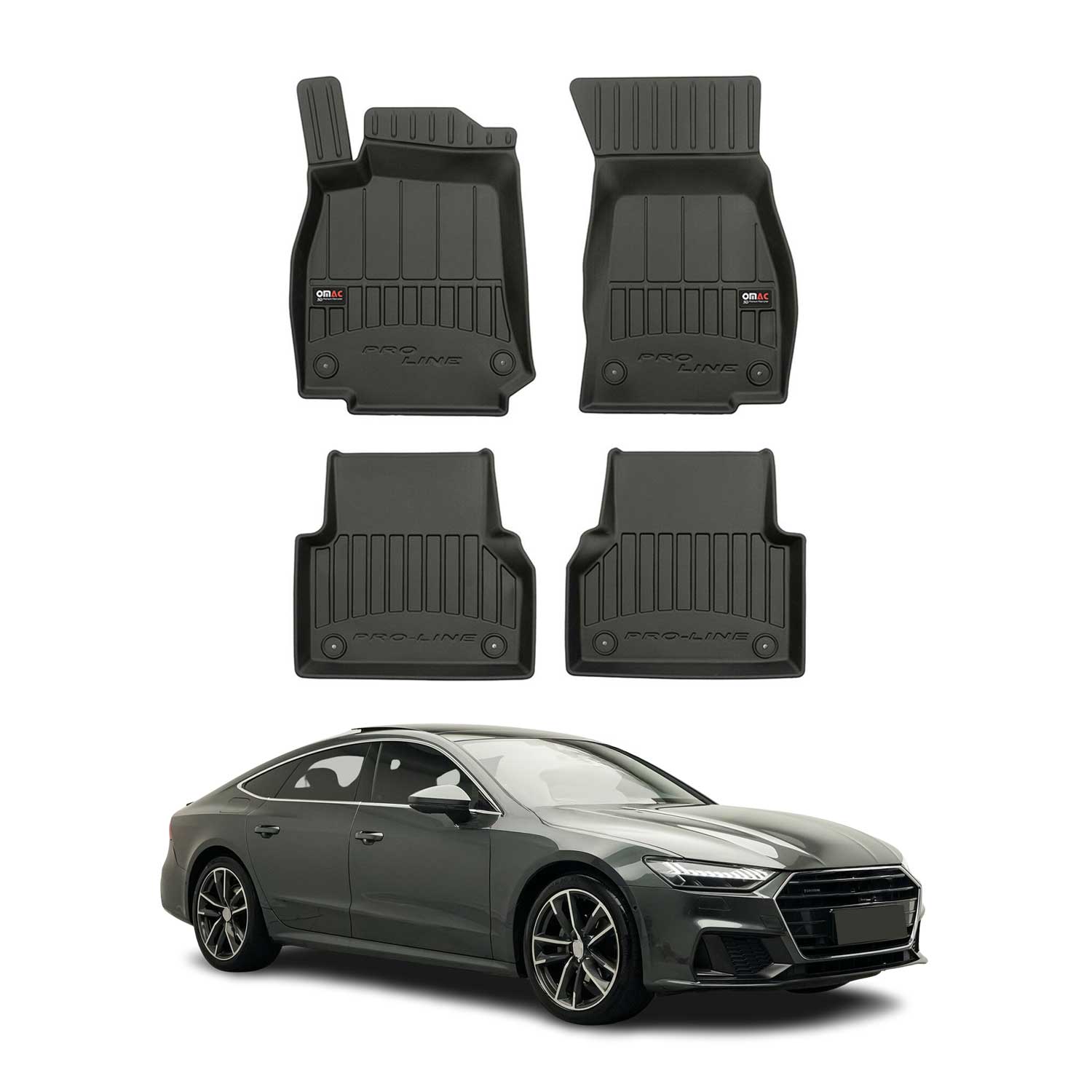 OMAC Premium Alfombrillas De Coche para Audi A7 4K8 Sportback 2018-2025 Goma 4x