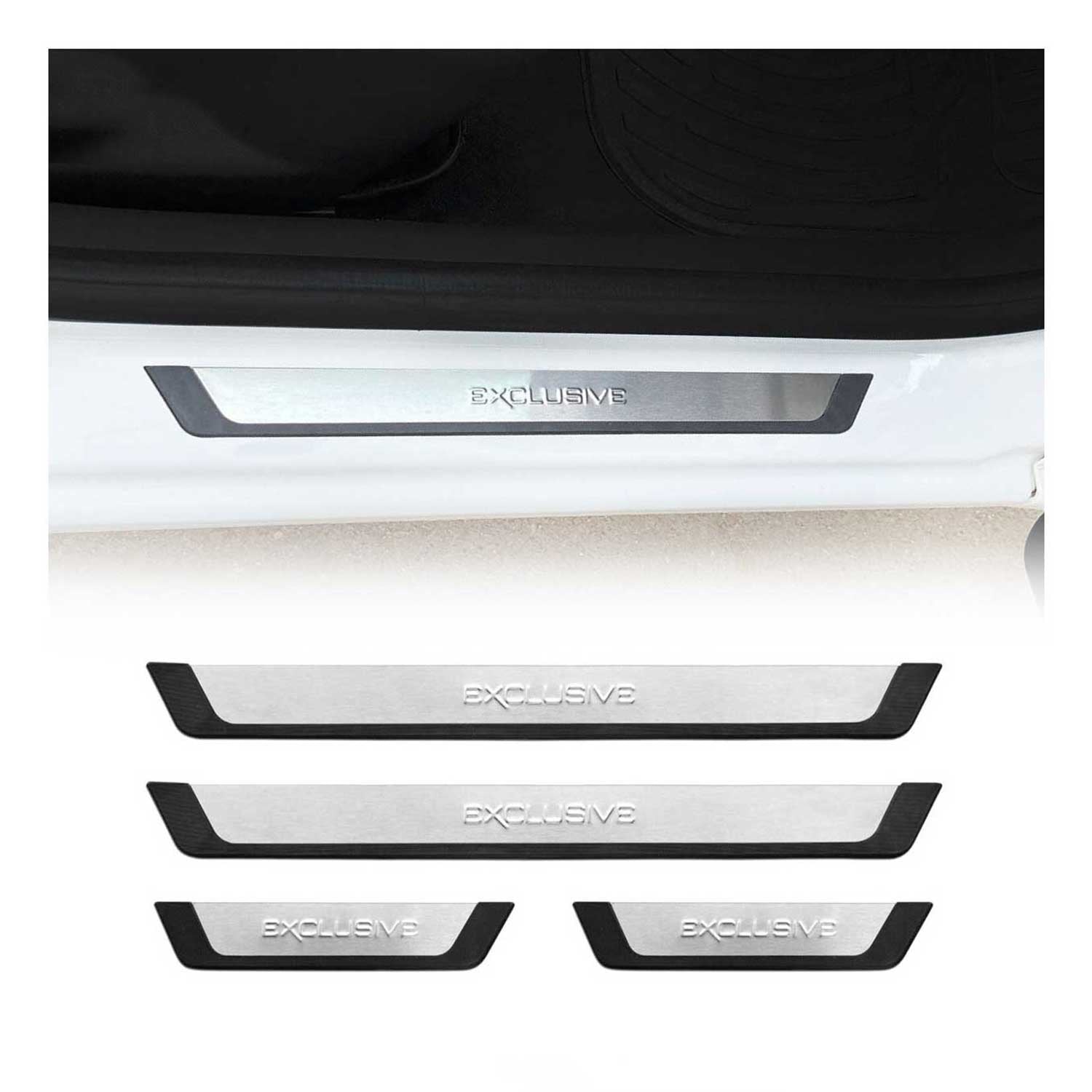 Placa del coche Umbral Cubierta Universal Plata Acero cromo 4 Pcs