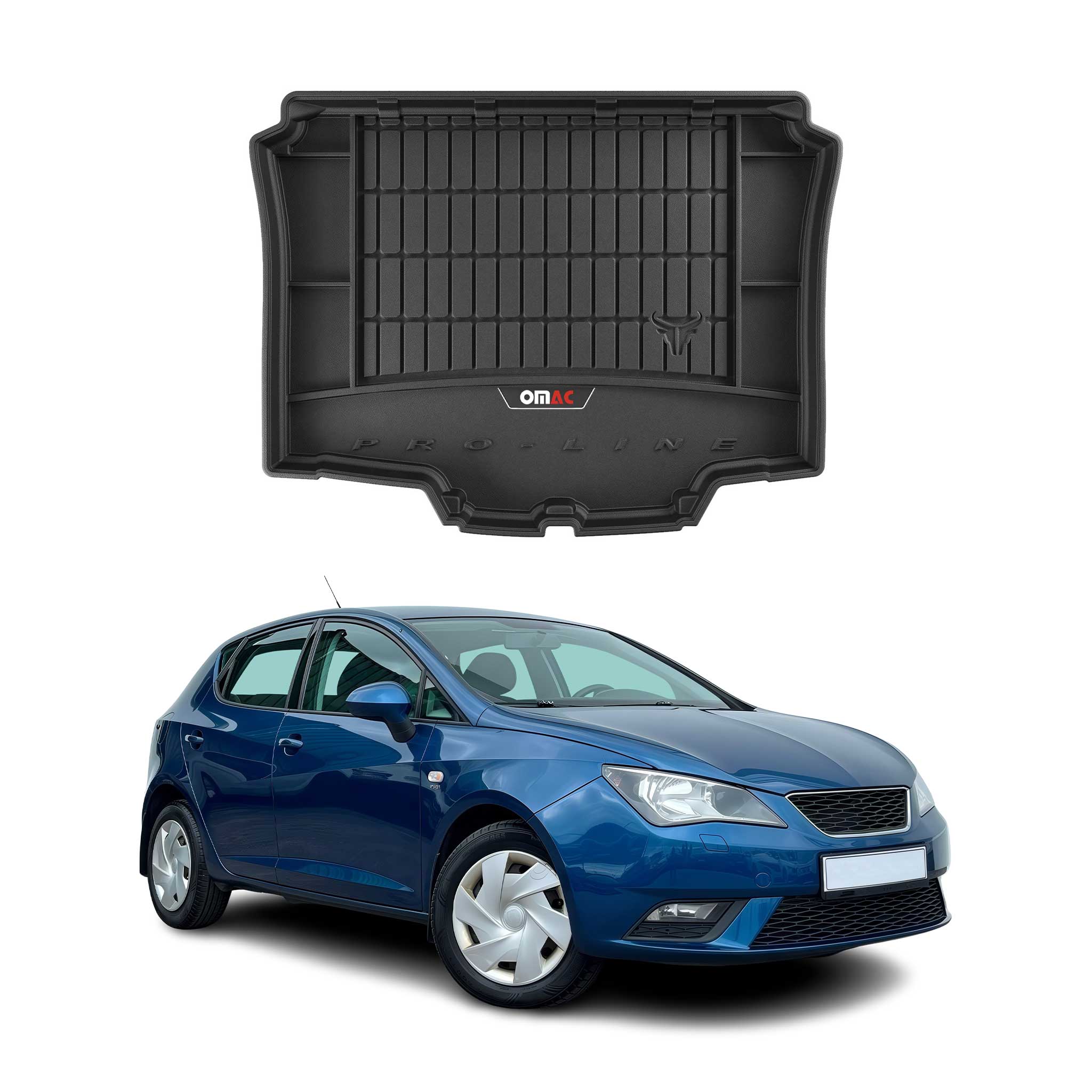 OMAC Premium Bandeja Maletero Alfombrilla para Seat Ibiza SC 2008-2017 Negro TPE