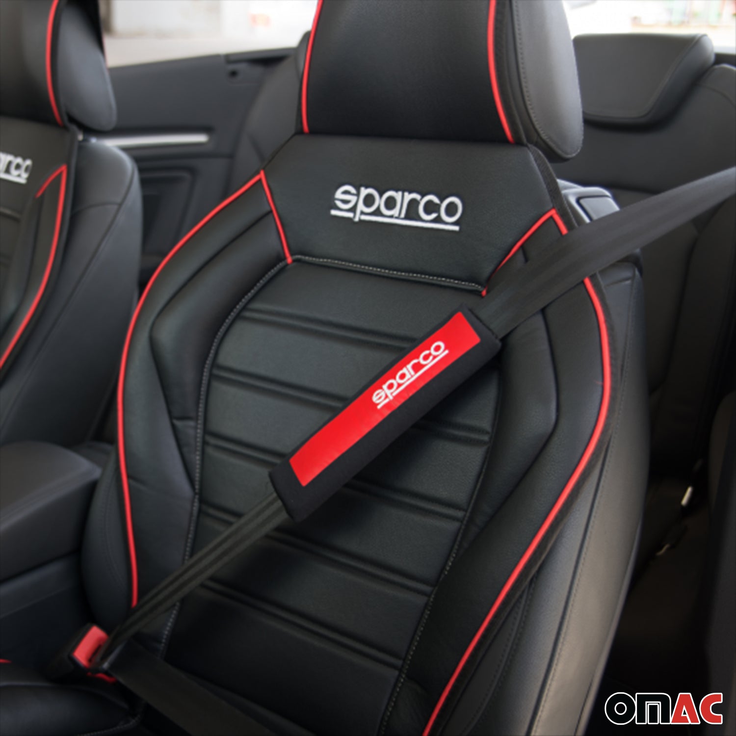 Sparco Cubierta de Para Volante de Automóvil Universal Negro Rojo