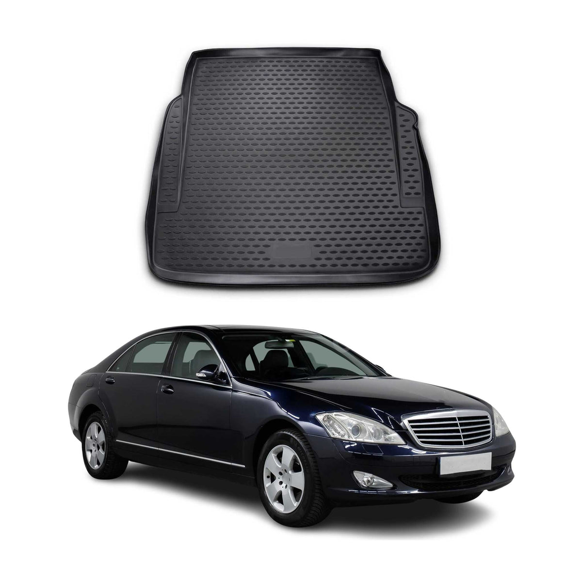 OMAC Bandeja Maletero Alfombrilla para Mercedes S Class W221 2005-2013 Negro TPE