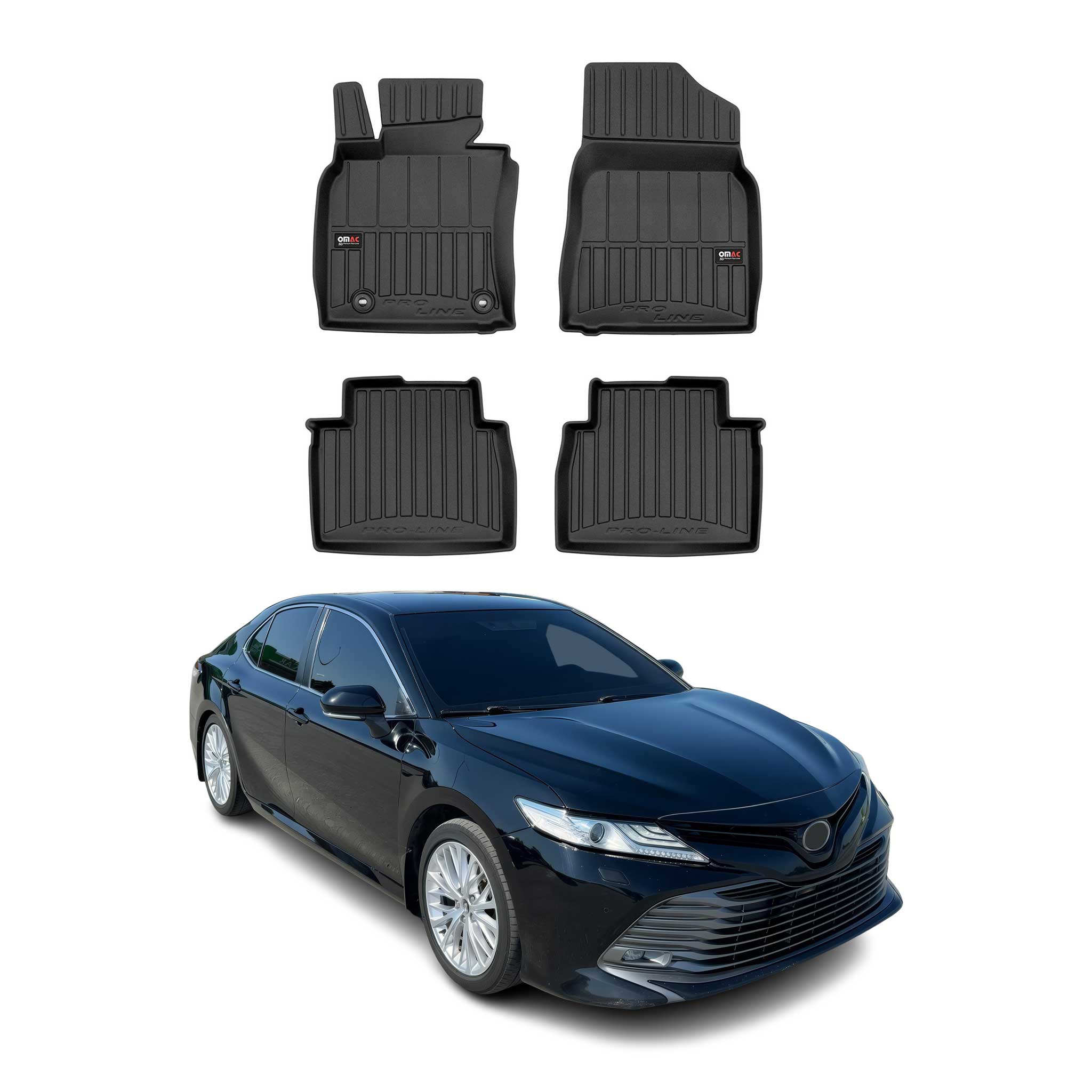 OMAC Premium Alfombrillas De Coche para Toyota Camry 2018-2024 Negro TPE Goma 4x