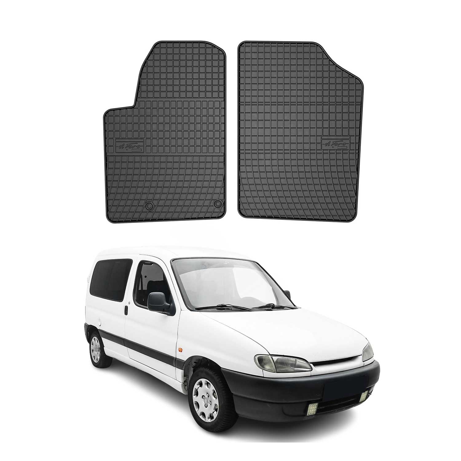 OMAC Alfombrillas De Coche para Peugeot Partner Furgon 1999-2010 Negro Goma 2Pza