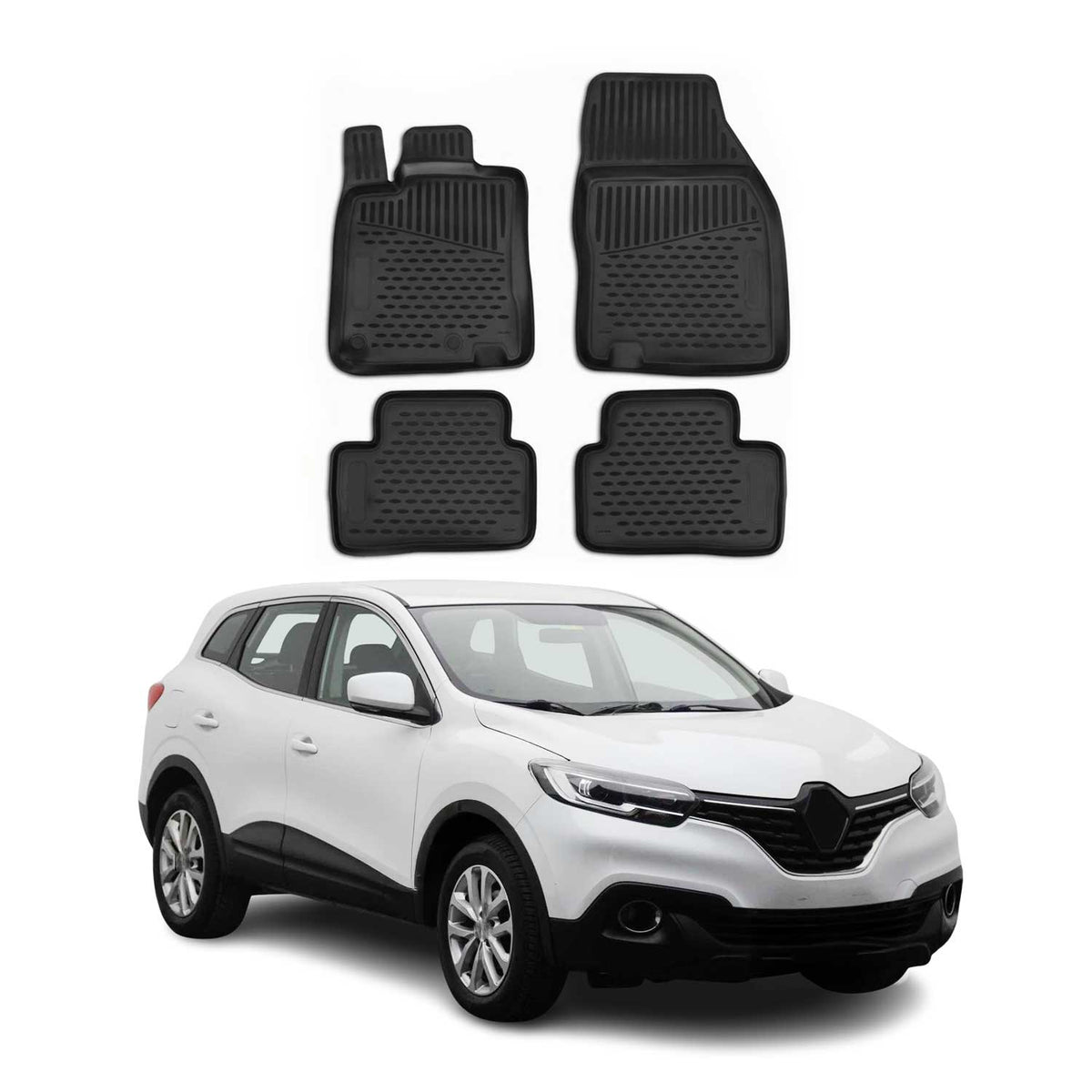 OMAC Alfombrillas De Coche para Renault Kadjar 2015-2021 Negro Goma TPE 4Pza