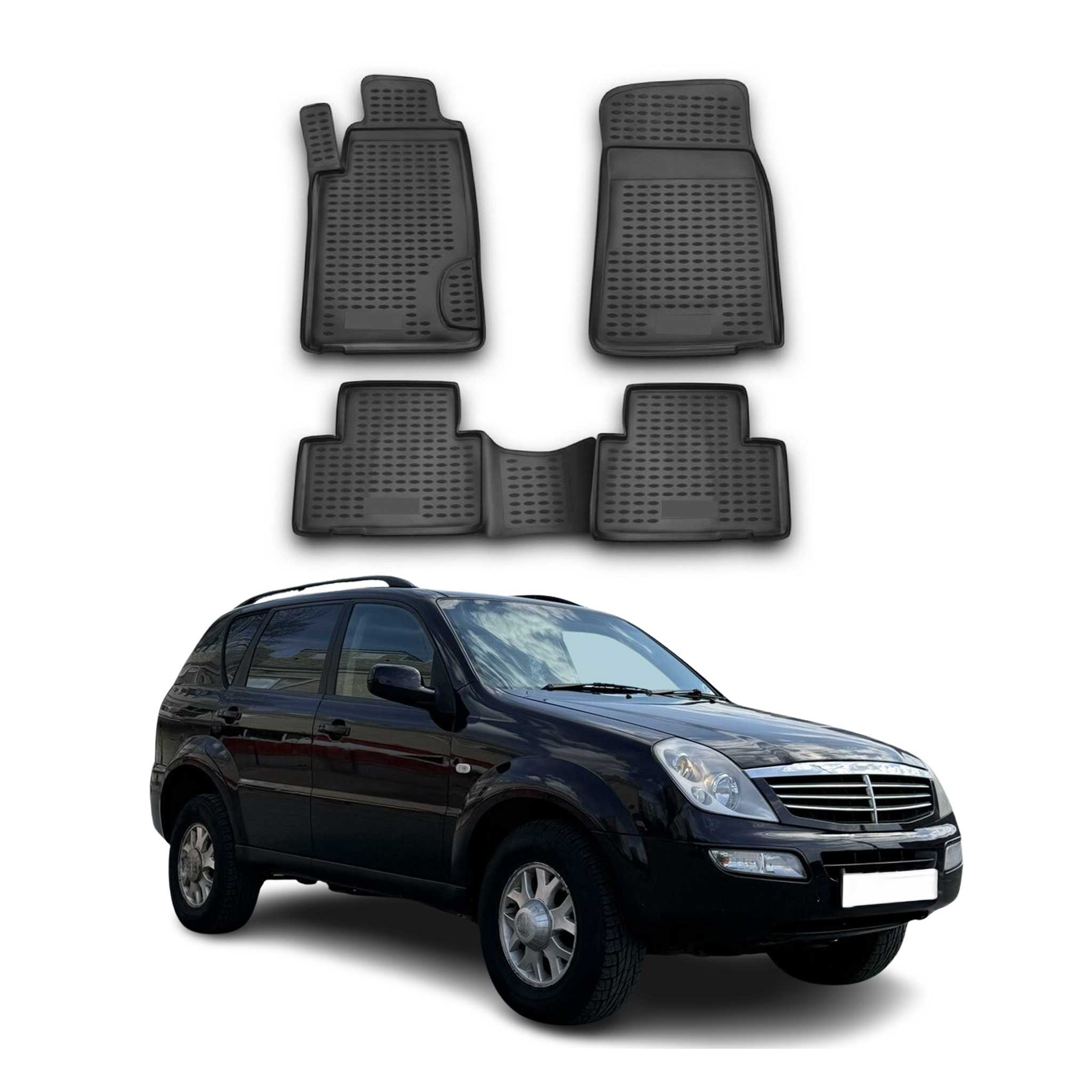 OMAC Alfombrillas De Coche para Ssangyong Kyron 2005-2021 Negro Goma TPE 4Pza