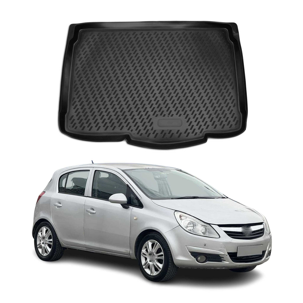 OMAC Bandeja Maletero Alfombrilla para Opel Corsa D 2006-2014 Negro Goma TPE