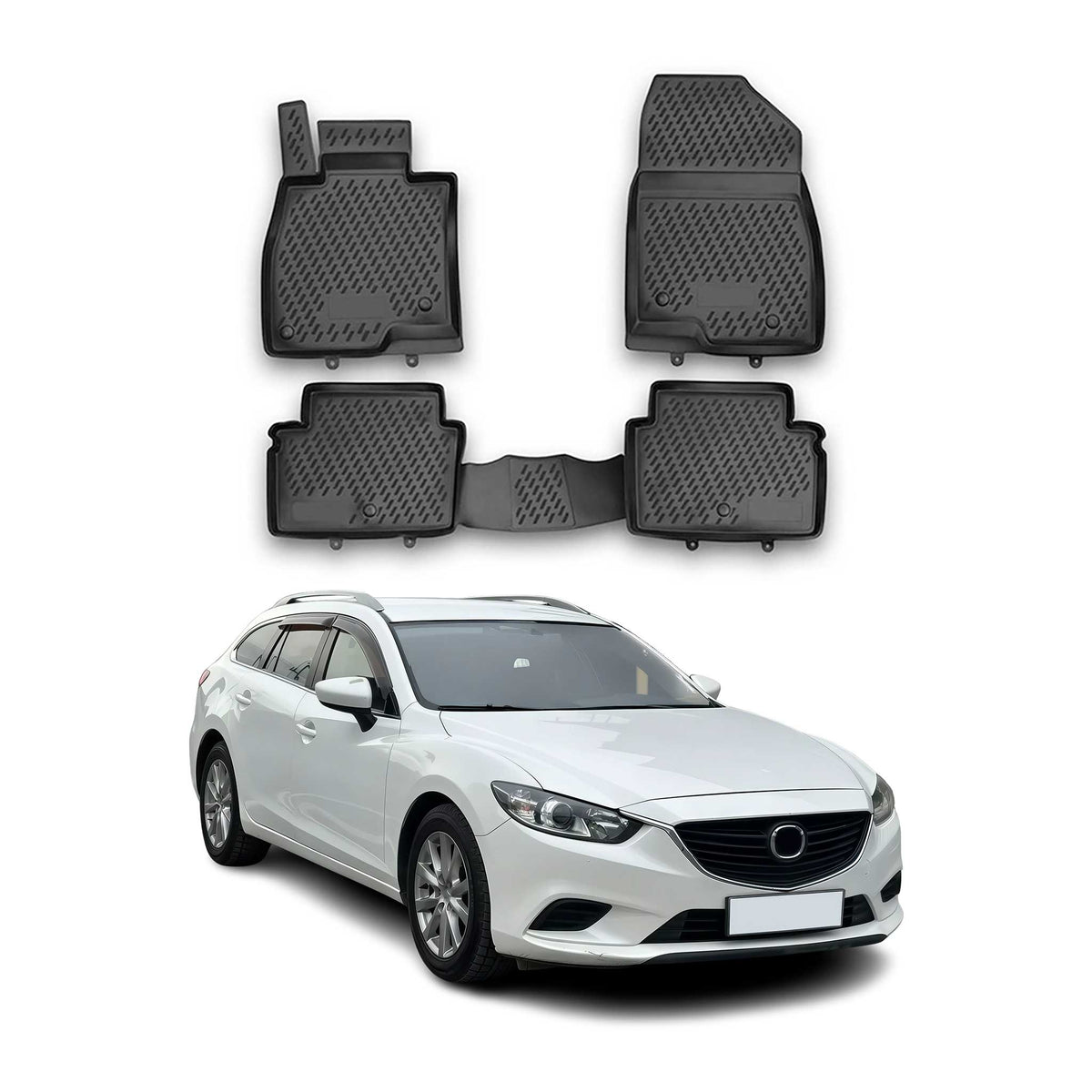 OMAC Alfombrillas De Coche para Mazda 6 2012-2021 Wagon Negro Goma TPE 4Pza