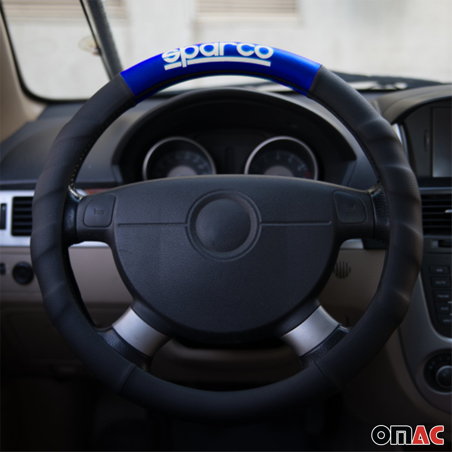 Sparco Cubierta de Para Volante de Automóvil Universal Negro Azul