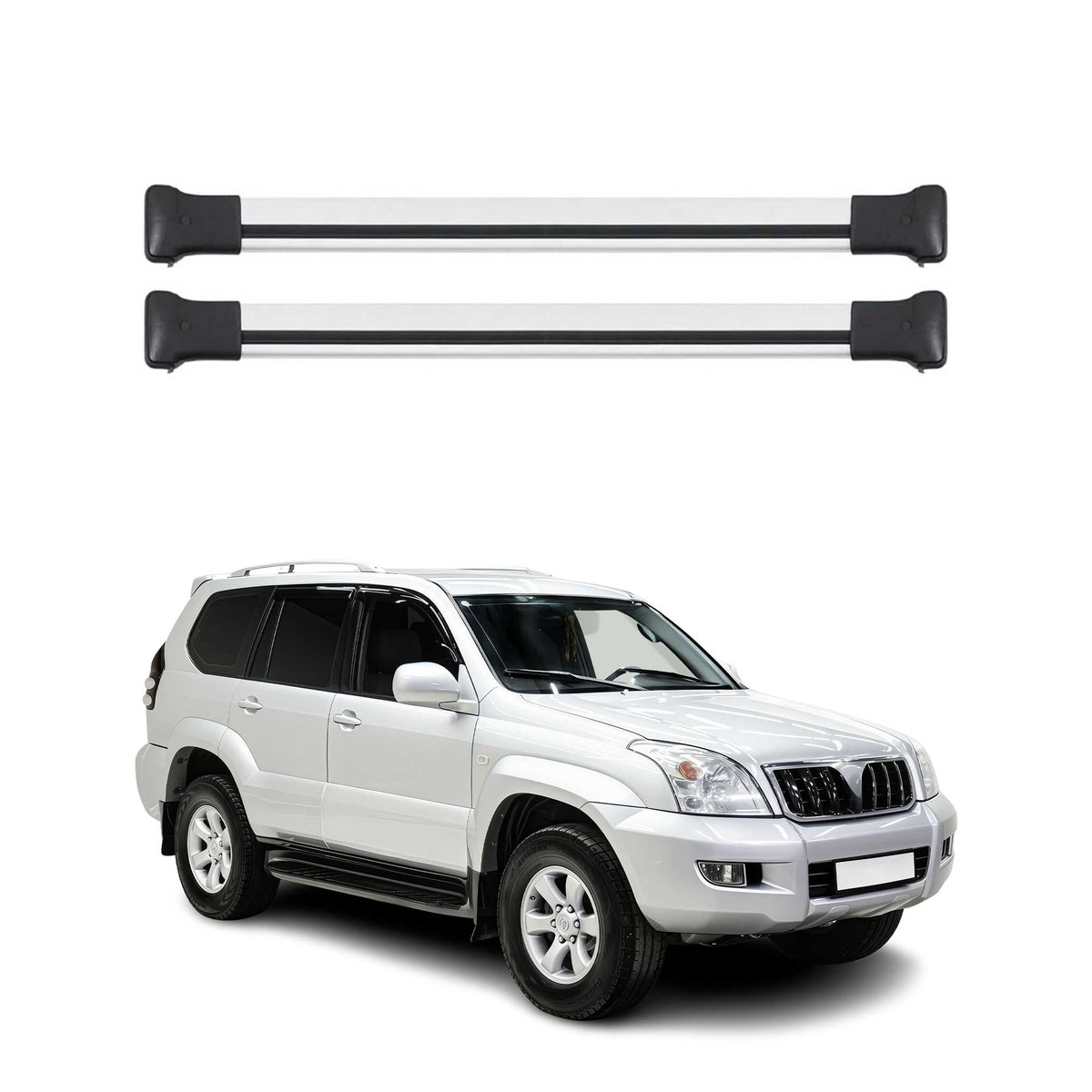 Barras de Techo Baca para Toyota Land Cruiser 2002-2009 Gris Aluminio 2Pza