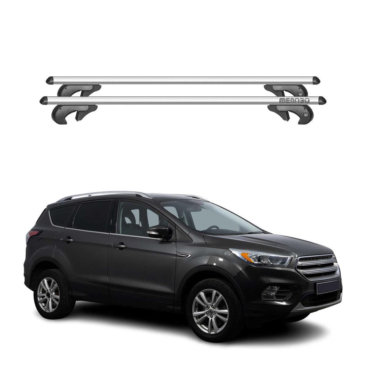 Menabo Barras de Techo Coche Barra para Ford Kuga C520 2012-2020 Gris Alu 2Pza