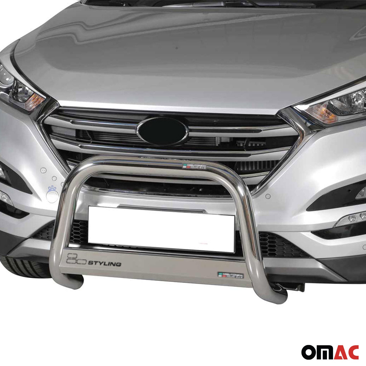 Bull Barra Frontal para Hyundai Tucson 2015-2018 Plata Brillante Acero