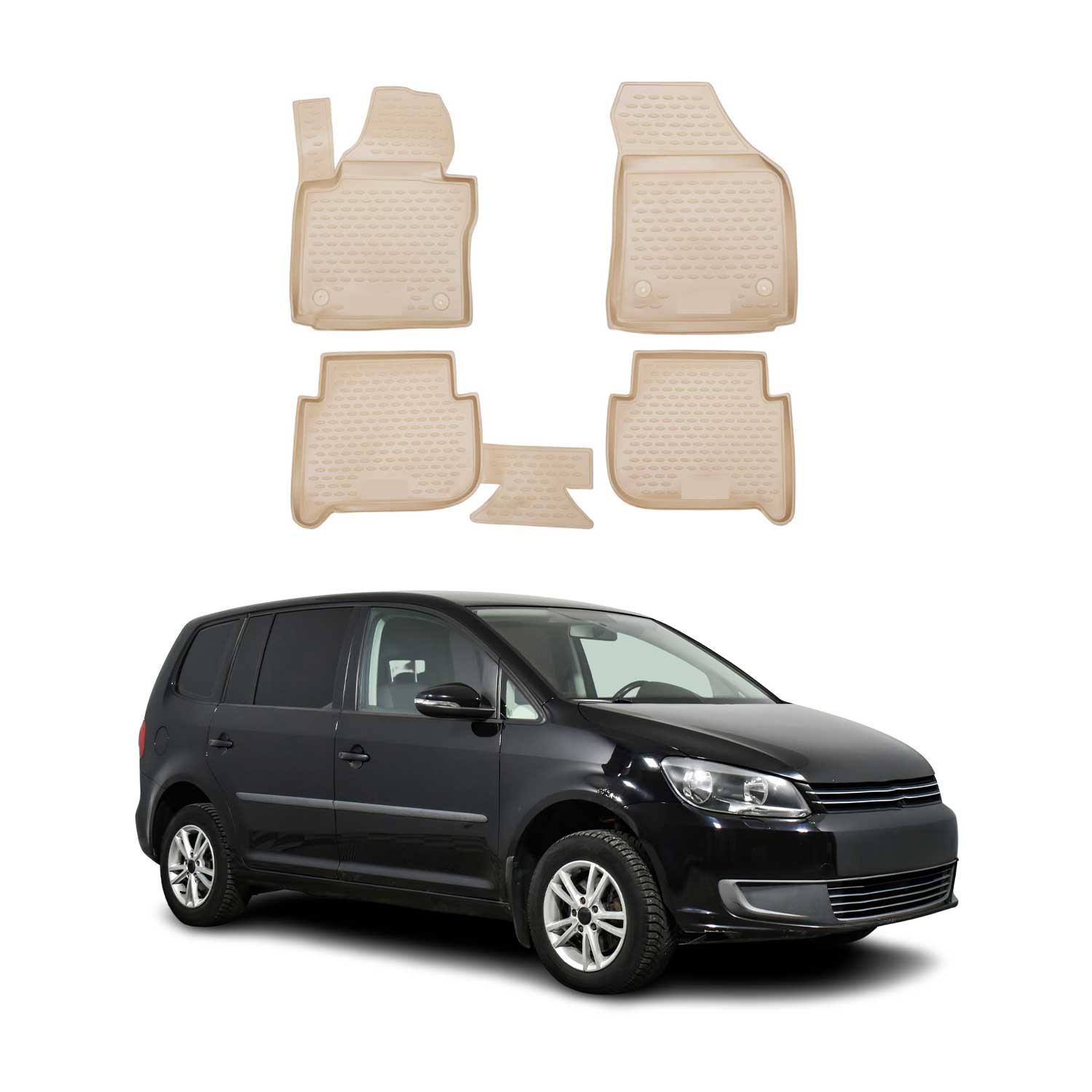 OMAC Alfombrillas De Coche para VW Touran 2003-2015 Beige Goma TPE 4Pza