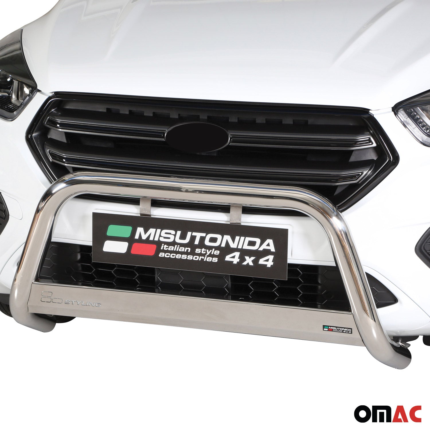 Bull Barra Frontal para Ford Kuga 2017-2019 Plata Brillante Acero