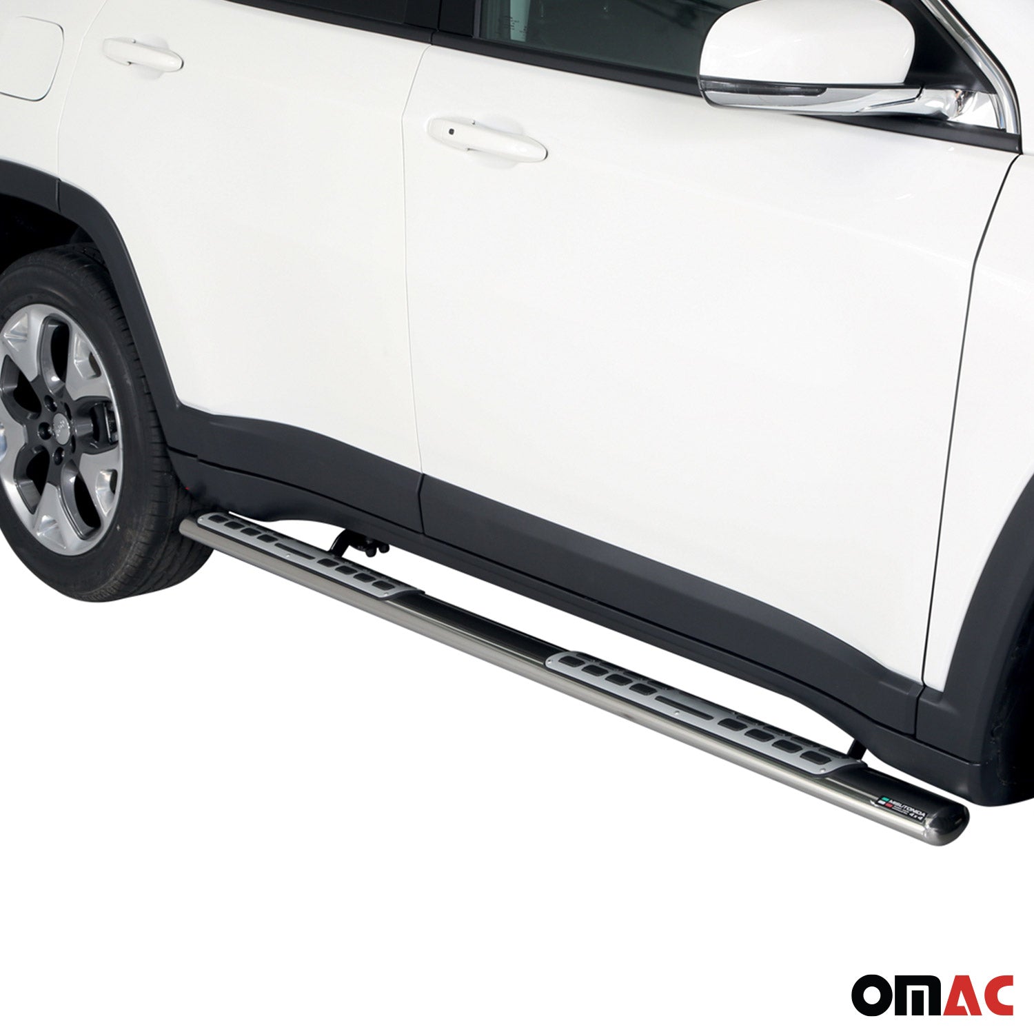 Par de Estribos Barras Laterales para Jeep Compass 2016-2021 Plata Acero 2x