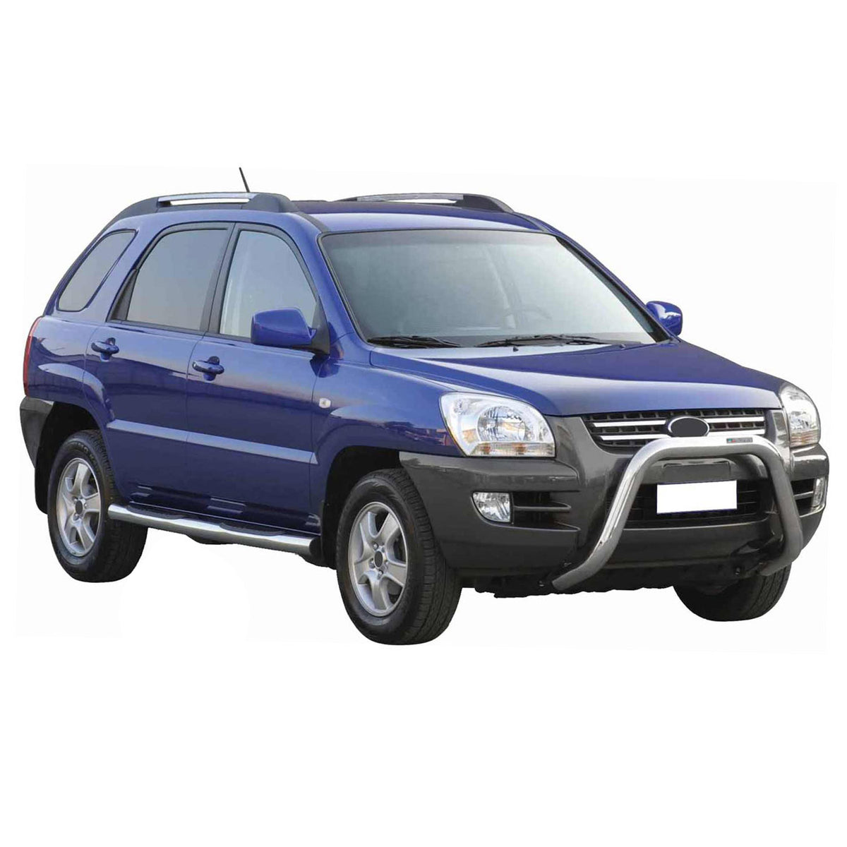 Bull Barra Frontal para Kia Sportage 2004-2008 Plata Brillante Acero 1Pza