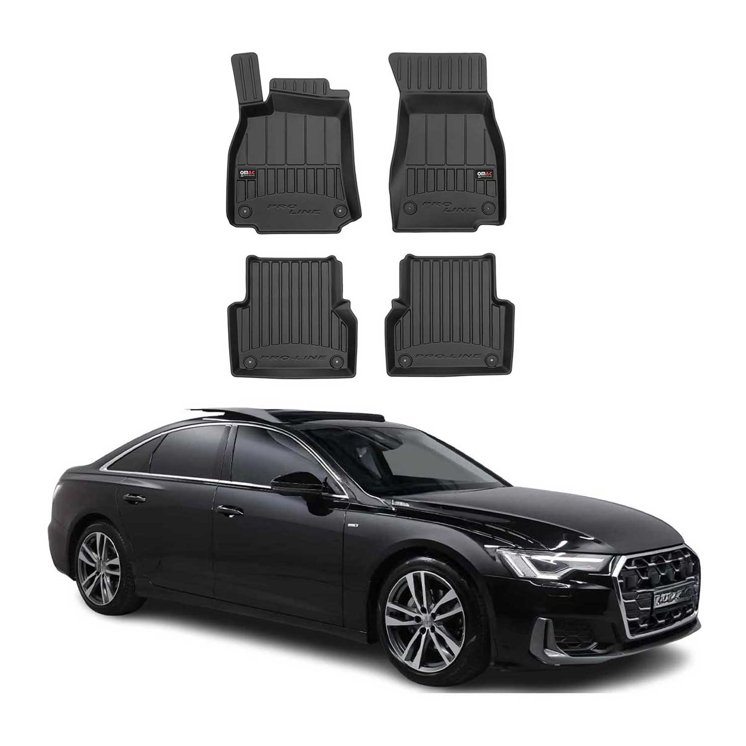 OMAC Premium Alfombrillas De Coche para Audi A6 C8 2018-2025 Negro TPE Goma 4Pza