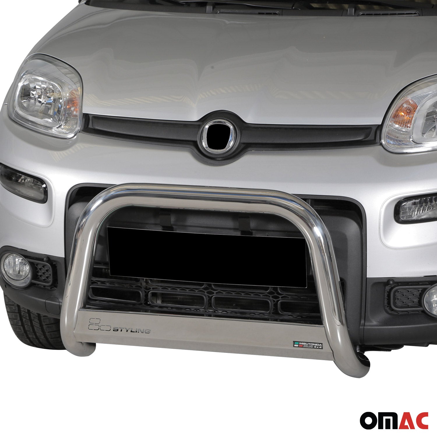 Bull Barra Frontal para Fiat Panda 4 2012-2022 Plata Brillante Acero 1Pza