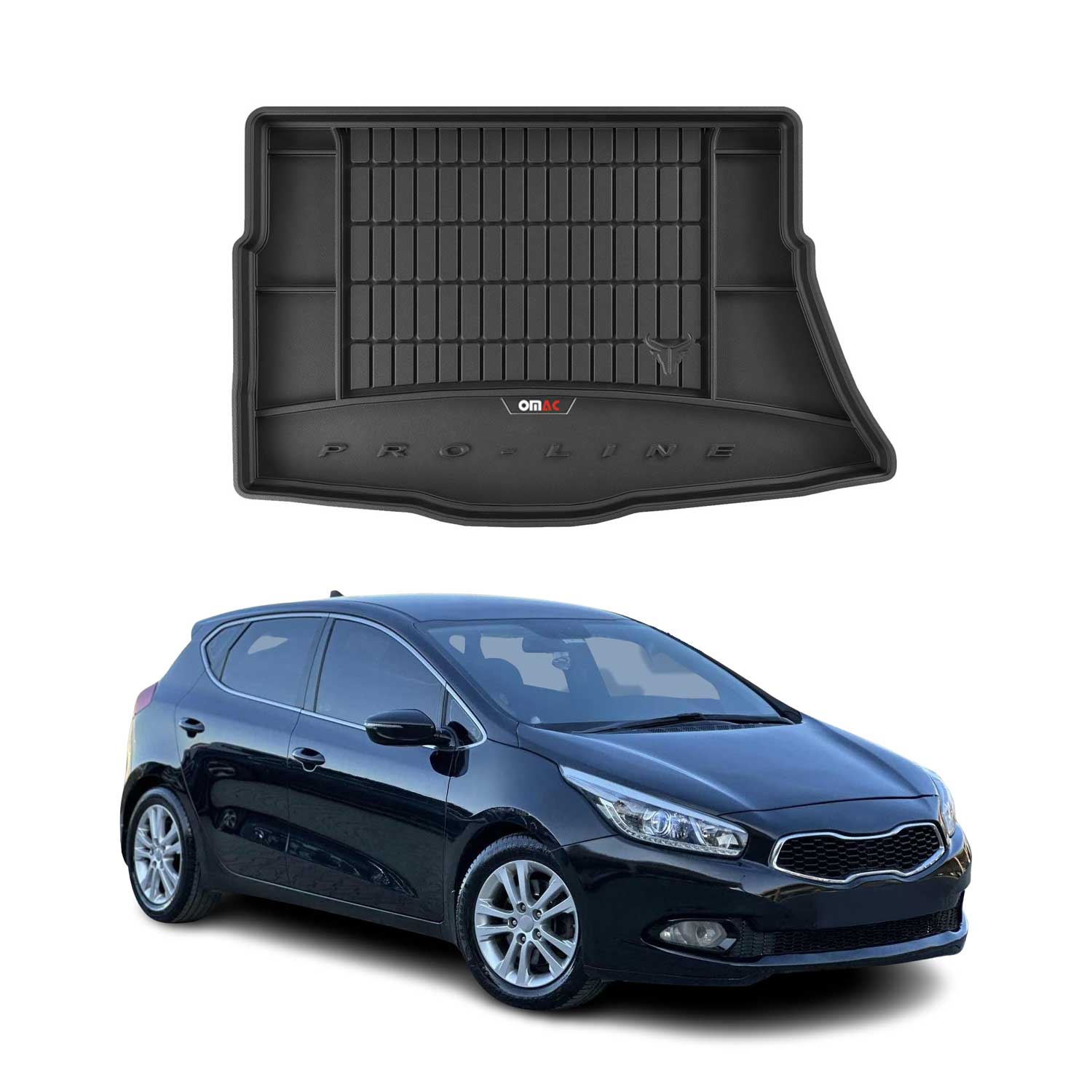 OMAC Premium Bandeja Maletero Alfombrilla para Kia Ceed 2012-2018 Negro Goma TPE