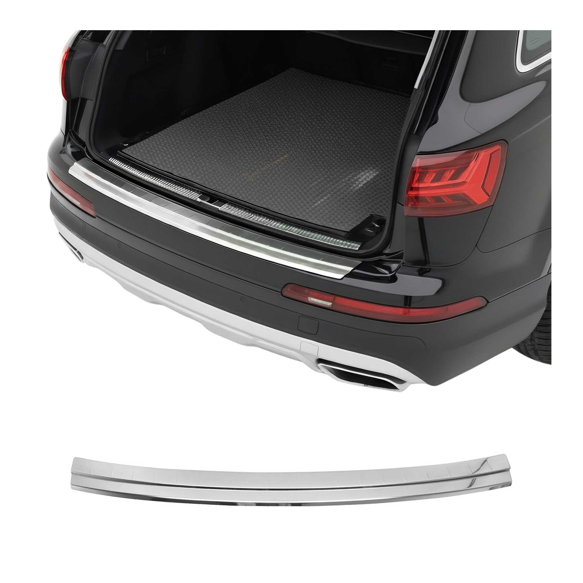 Protector de Parachoques Trasero para Audi Q7 4M 2015-2025 Plata Brillante Acero