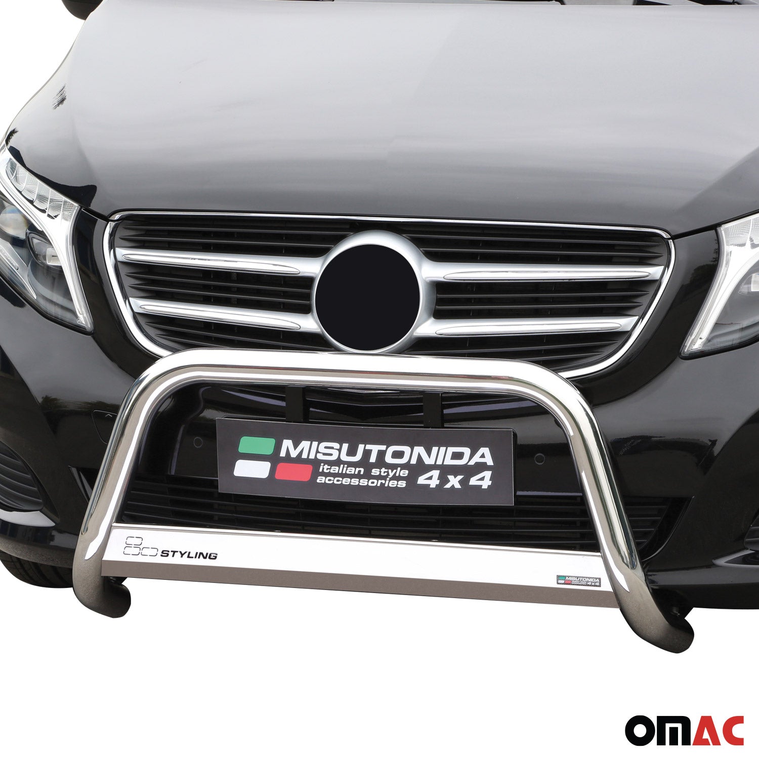 Bull Barra Frontal para Mercedes V Class 2014-2019 Plata Brillante Acero 1Pza