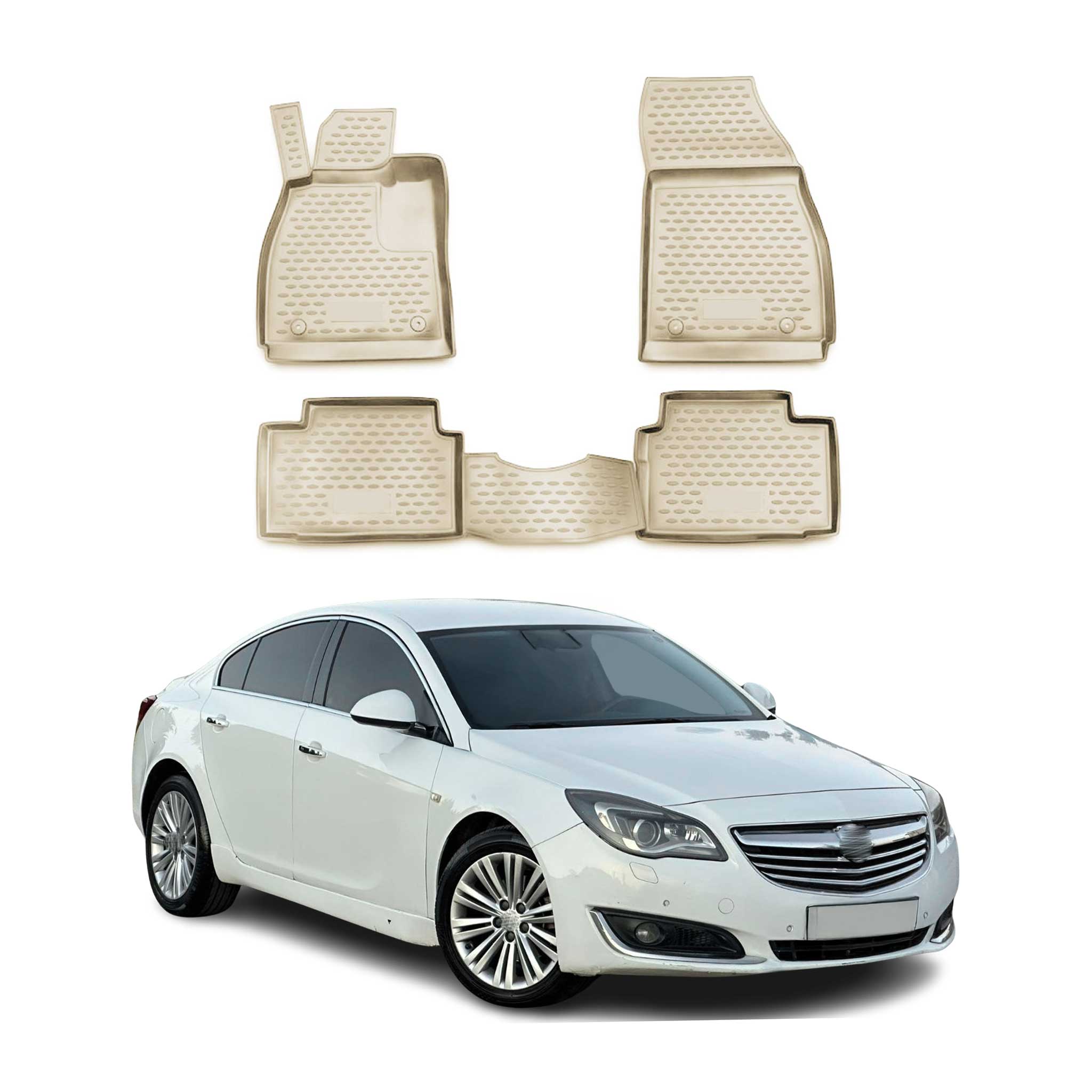 OMAC Alfombrillas De Coche para Opel Insignia 2008-2017 Beige Goma TPE 4Pza