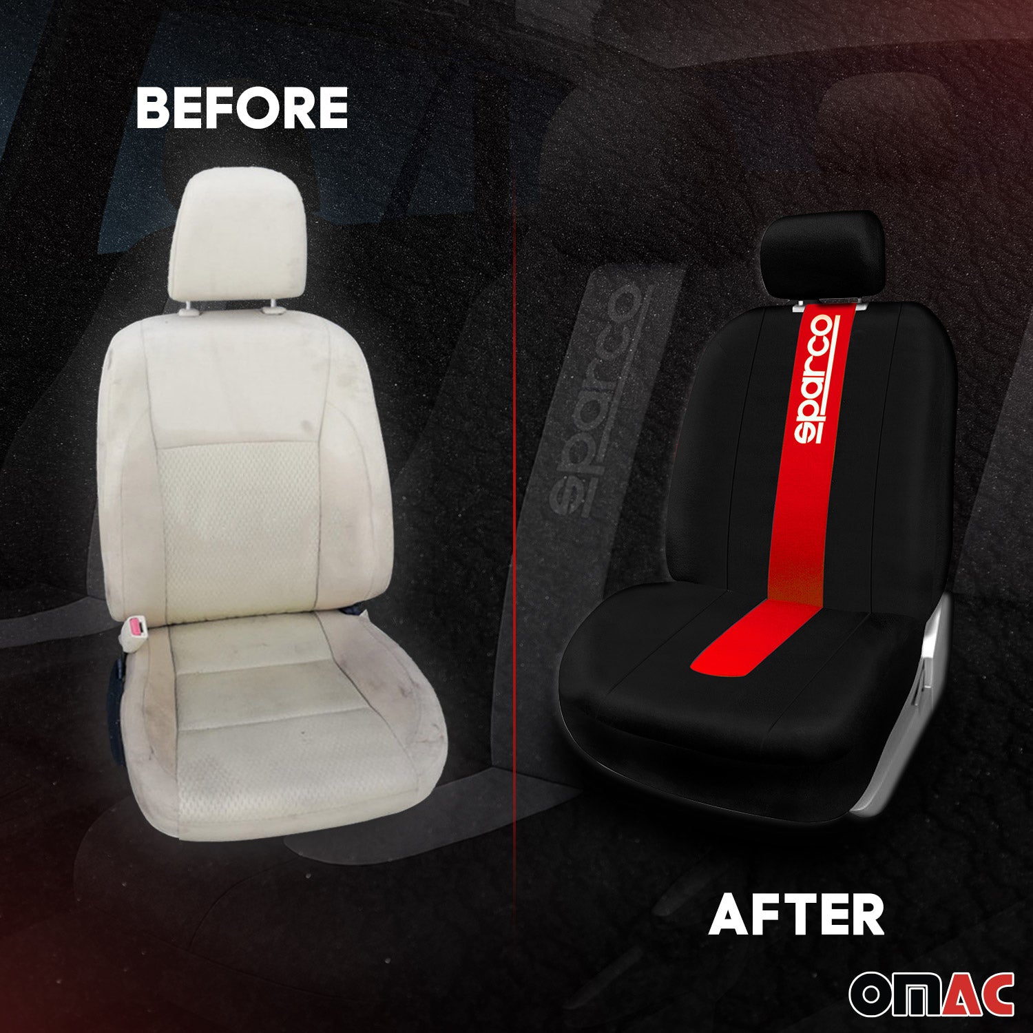 Sparco Funda de Asiento Universal Negro Rojo Delantero Trasero