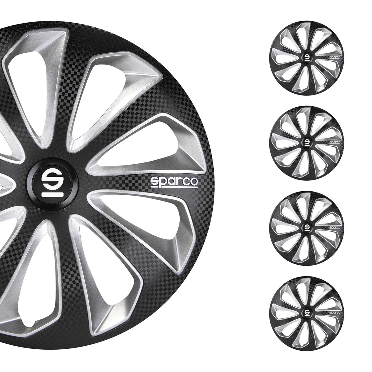 Sparco Sicilia Tapacubos 14 Pulgadas Universal Plata Carbono Negro ABS