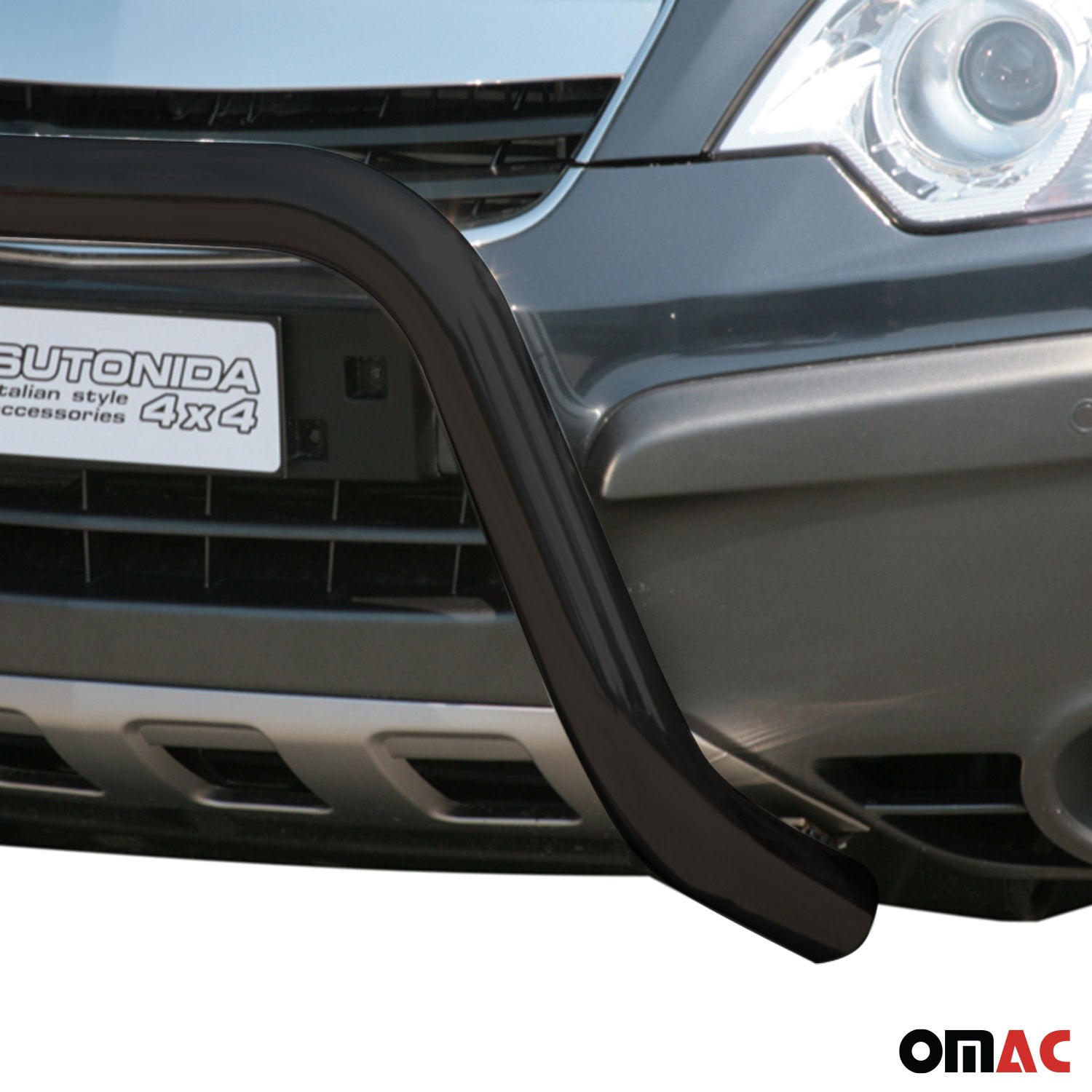 Bull Barra Frontal para Opel Antara 2007-2011 Negro Brillante Acero