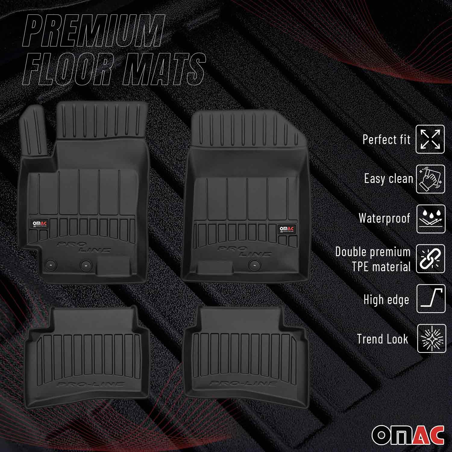 OMAC Premium Alfombrillas De Coche para Kia Rio HB 2017-2024 Negro TPE Goma 4Pza