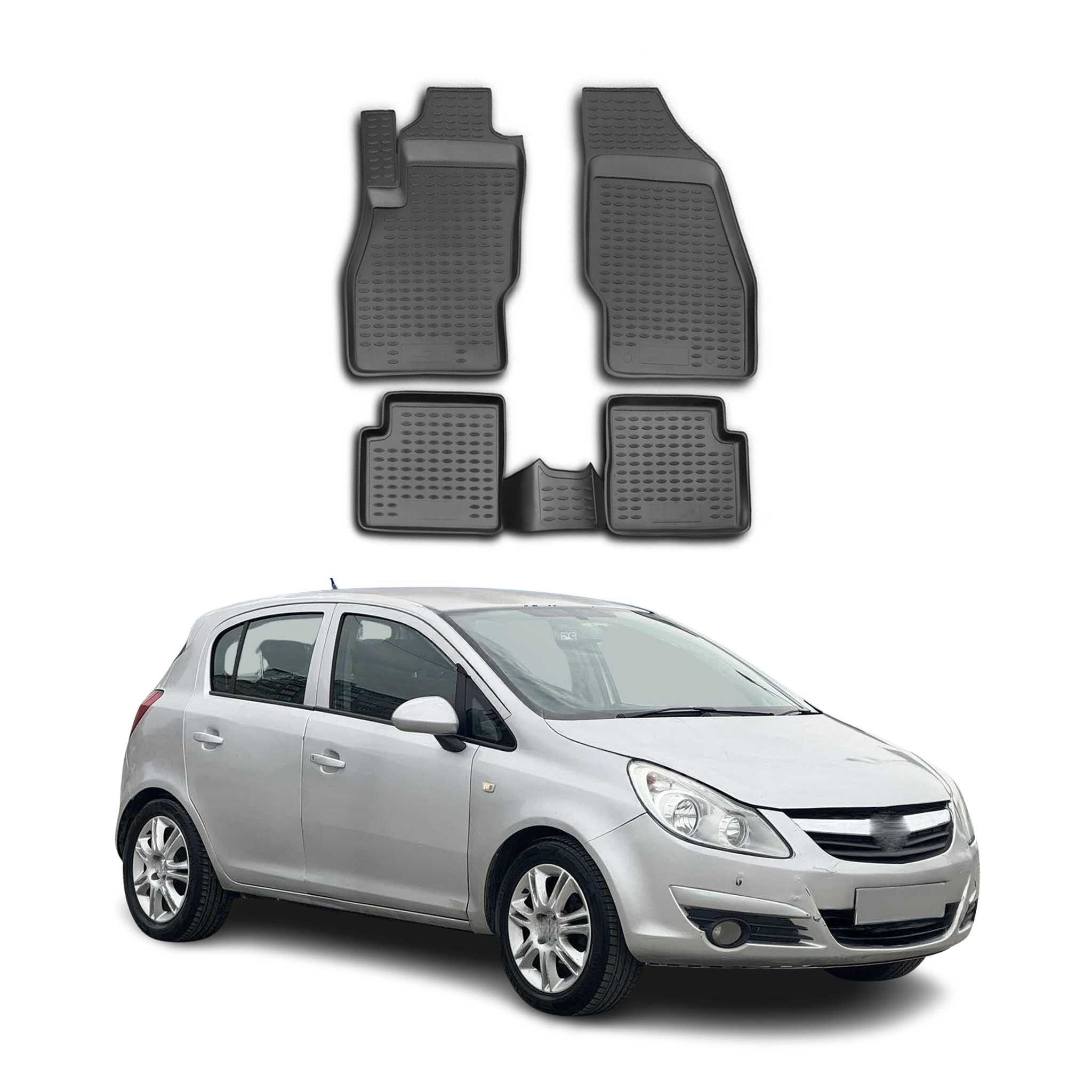 OMAC Alfombrillas De Coche para Opel Corsa D 2006-2014 Negro Goma TPE 4Pza