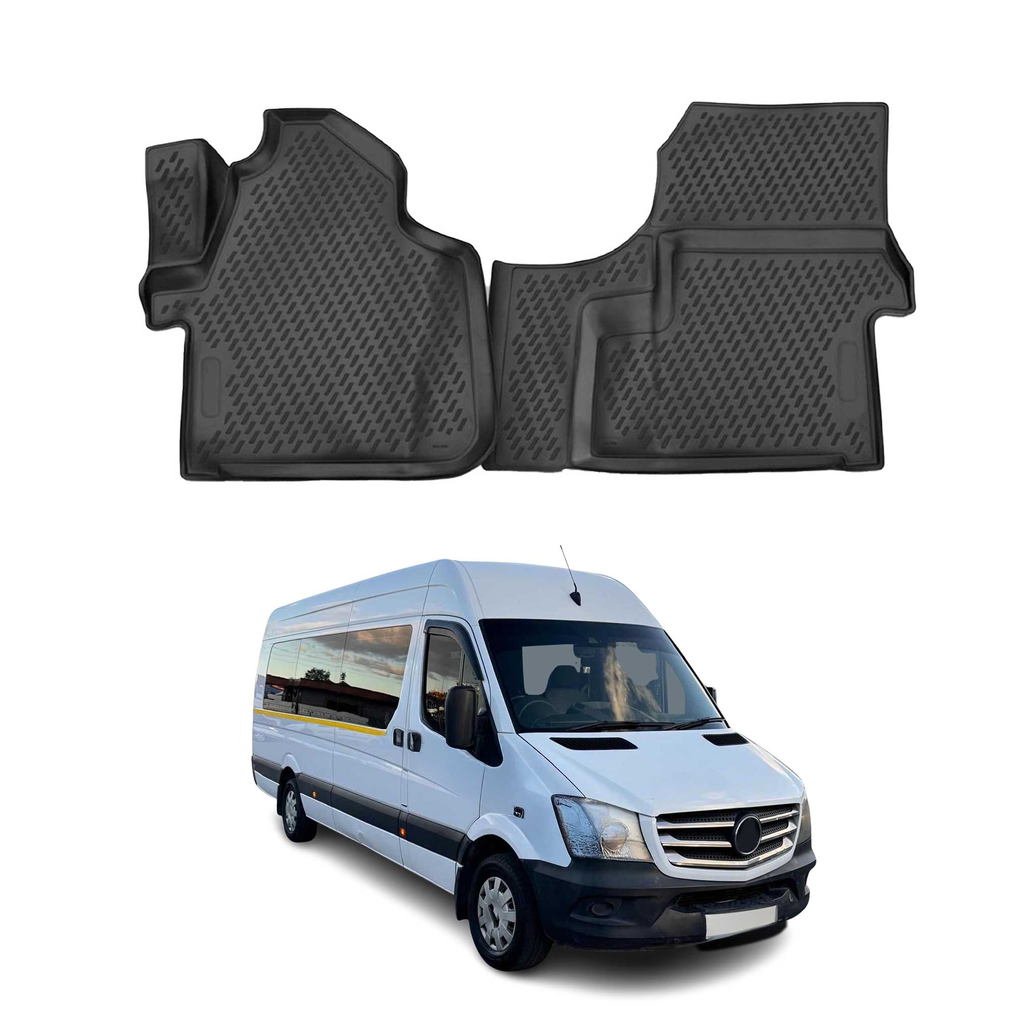 OMAC Alfombrillas De Coche para Mercedes Sprinter W906 2006-2018 Negro TPE 2Pza