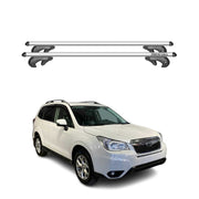 Menabo Barras de Techo Coche Barra para Subaru Forester SJ 2013-2018 Gris Alu 2x