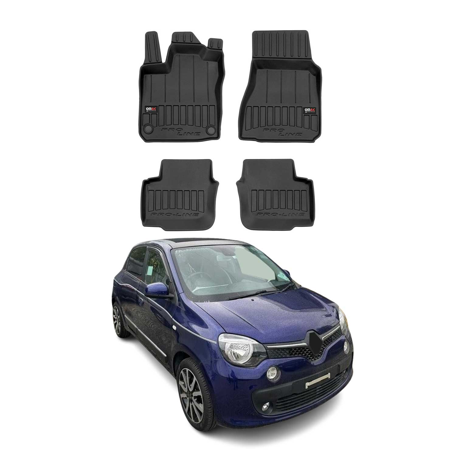 OMAC Premium Alfombrillas De Coche para Renault Twingo 2014-2024 TPE Goma 4x