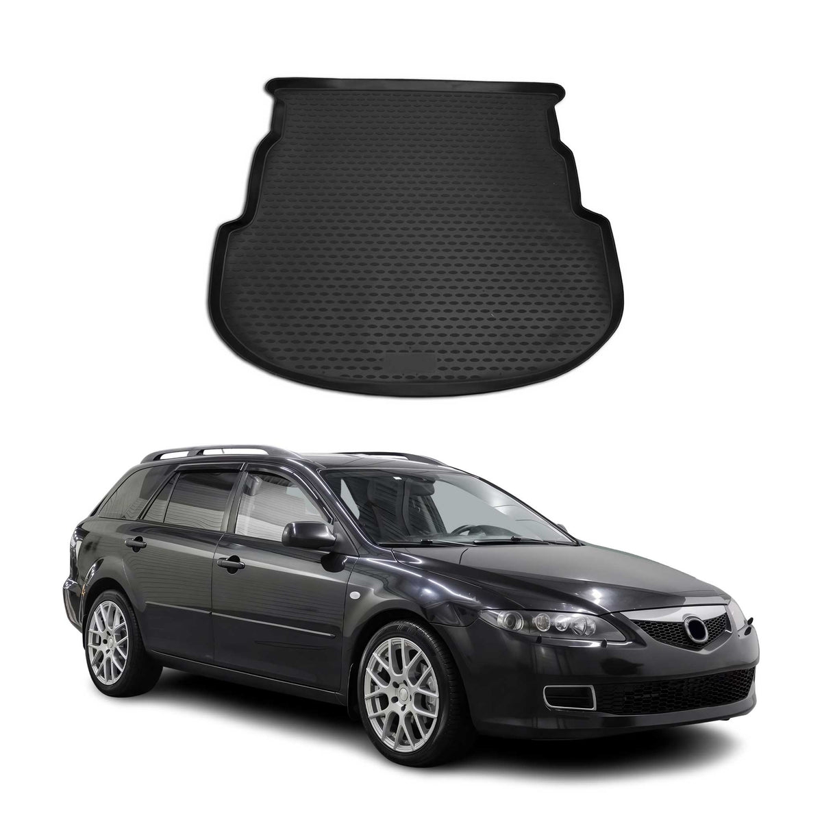 OMAC Bandeja Maletero Alfombrilla para Mazda 6 2002-2008 Station Wagon Negro TPE