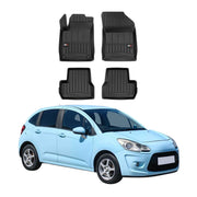 OMAC Premium Alfombrillas De Coche para Citroen C3 2009-2017 Negro TPE Goma 4Pza