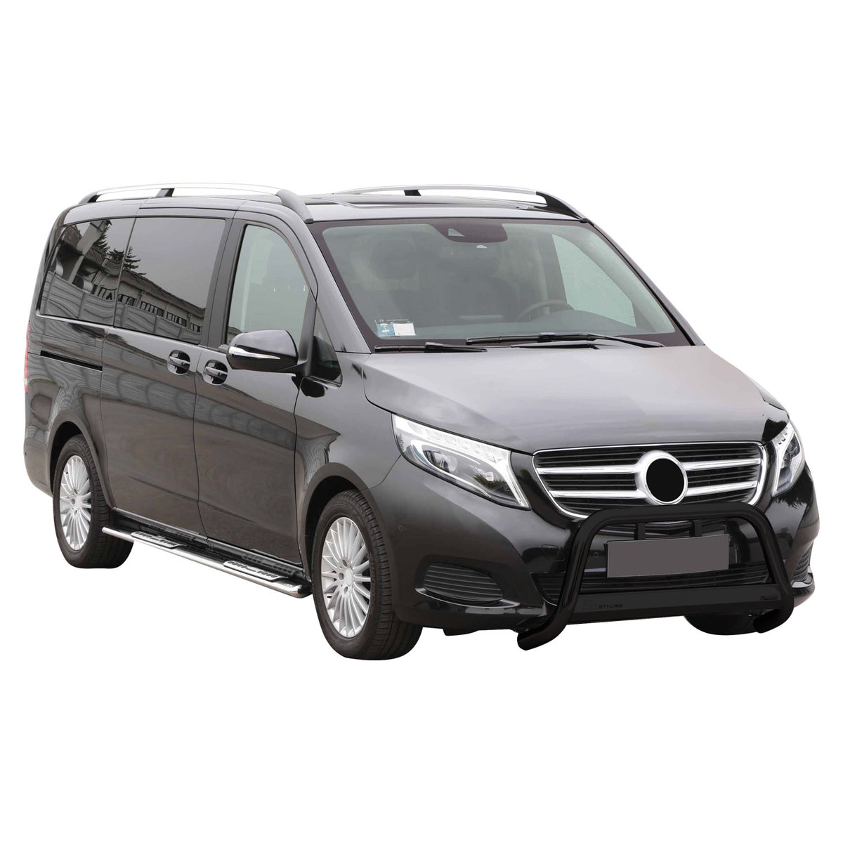 Bull Barra Frontal para Mercedes V Class 2014-2019 Negro Brillante Acero 1Pza