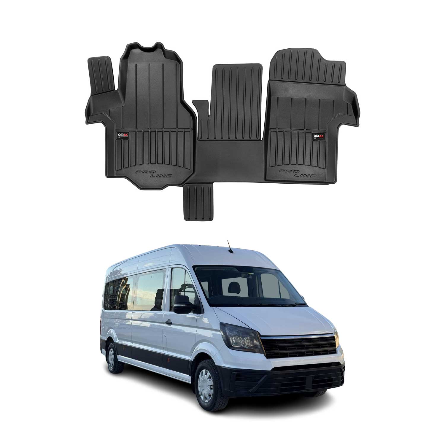OMAC Premium Alfombrillas De Coche para VW Crafter 2016-2024 Negro TPE Goma 1Pza