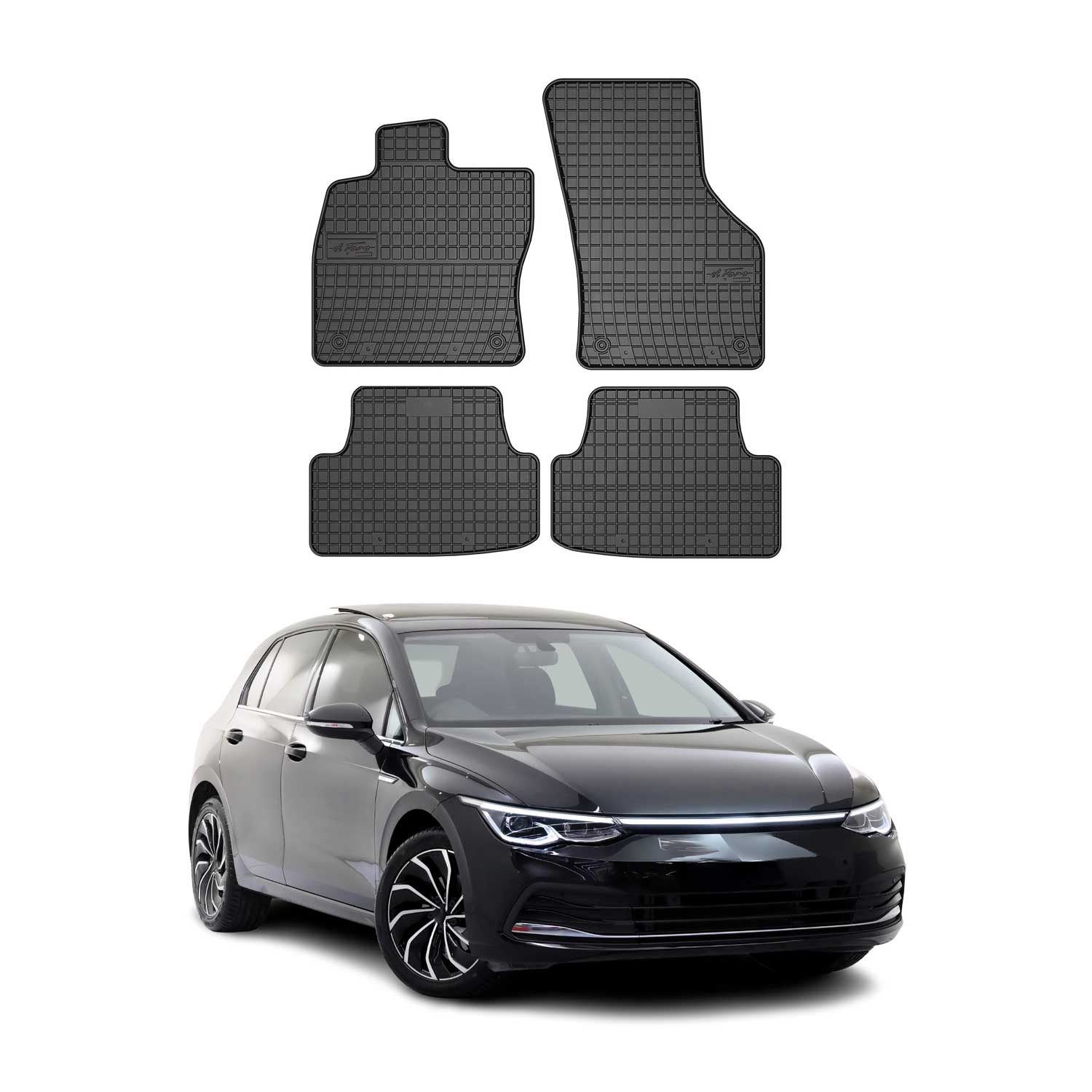 OMAC Alfombrillas De Coche para VW Golf 2019-2025 Negro Goma TPE 4Pza