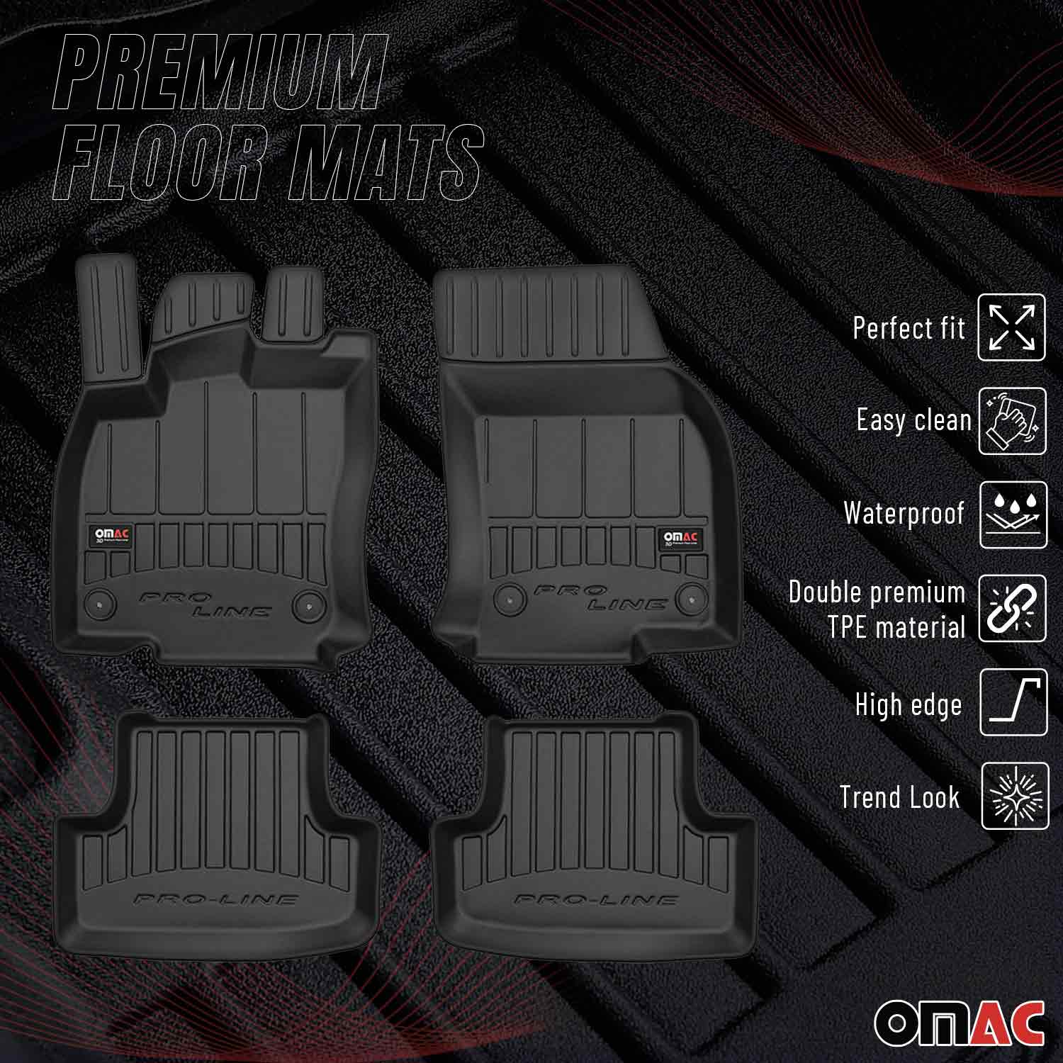 OMAC Premium Alfombrillas De Coche para Audi Q2 2017-2026 Negro TPE Goma 4Pza