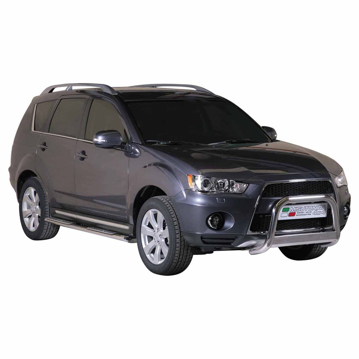 Par de Estribos Barras Laterales para Mitsubishi Outlander 2010-2012 Plata Acero