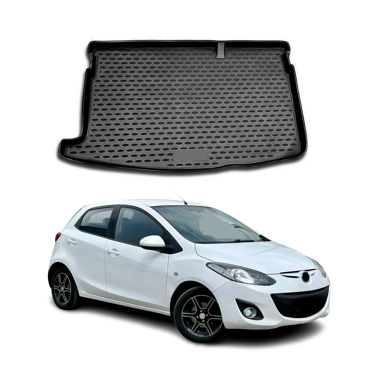 OMAC Bandeja Maletero Alfombrilla para Mazda 2 2007-2014 Negro Goma TPE 1Pza