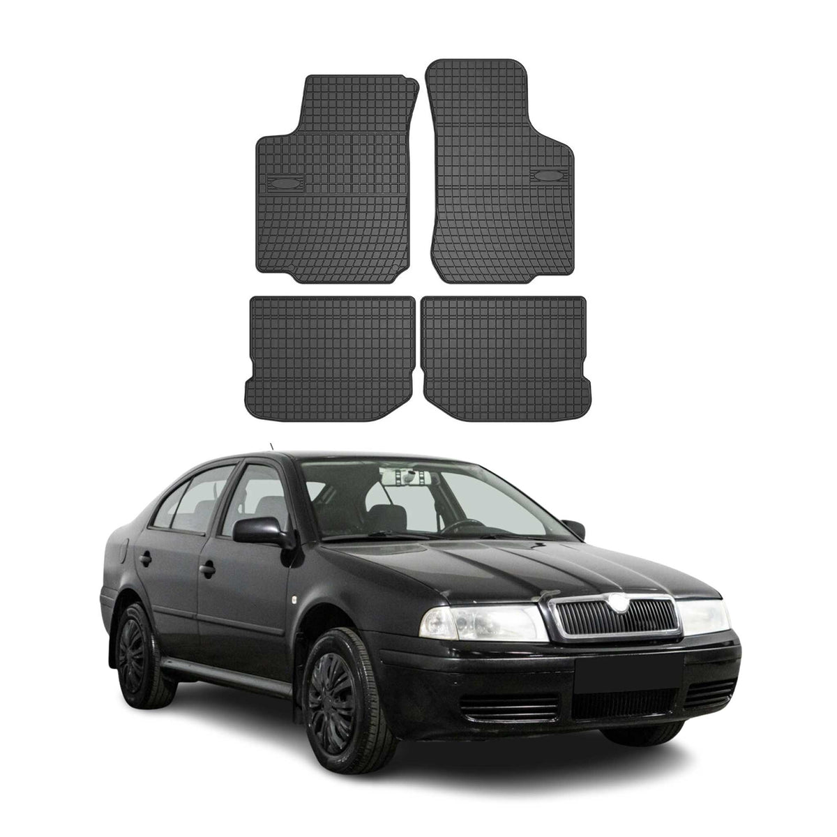 OMAC Alfombrillas De Coche para Skoda Octavia 1996-2010 Negro Goma TPE 4Pza