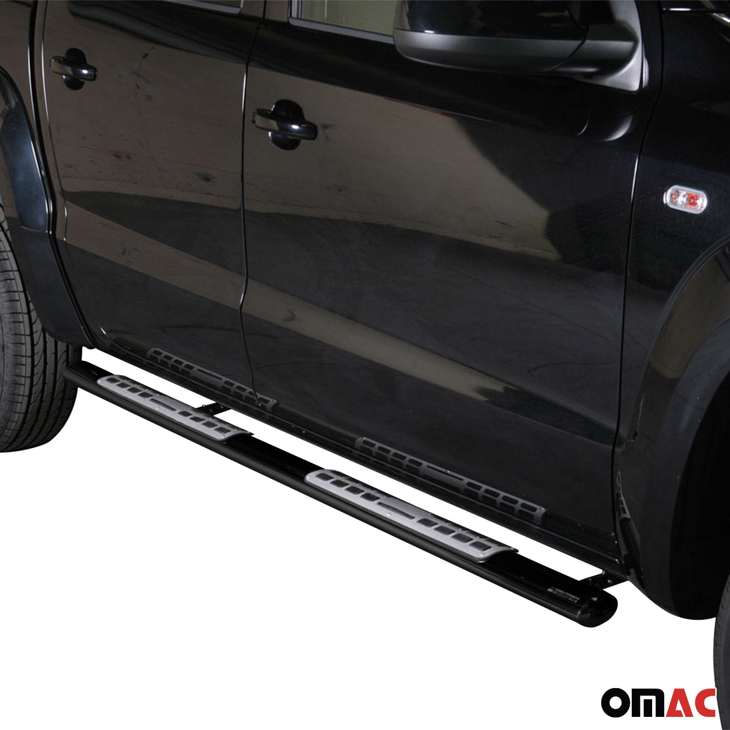 Par de Estribos Barras Laterales para VW Amarok Highline 2010-2016 Negro Acero