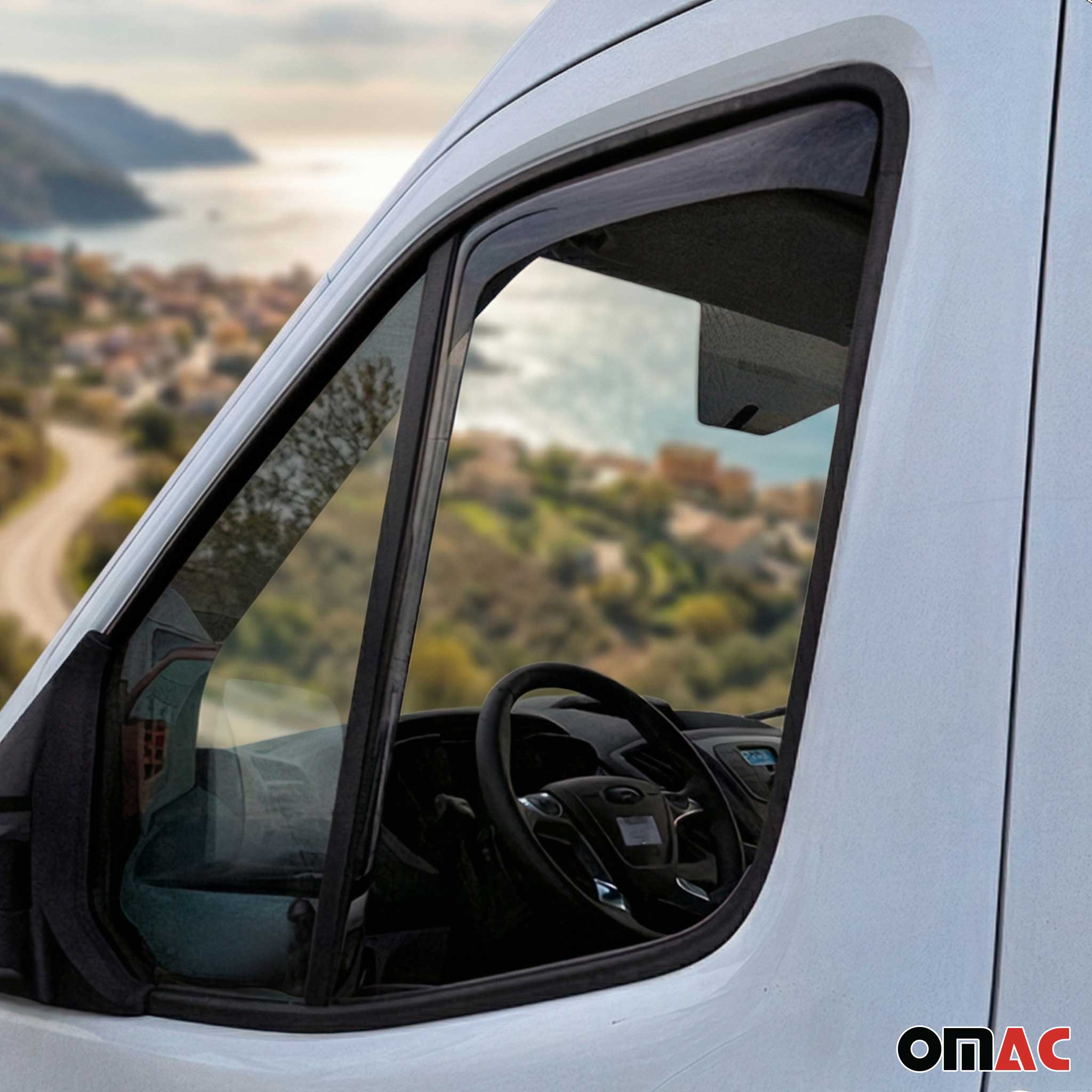 Deflectores de Aire de Viento para Ford Transit 2015-2026 Oscuro Acrílico 2Pza