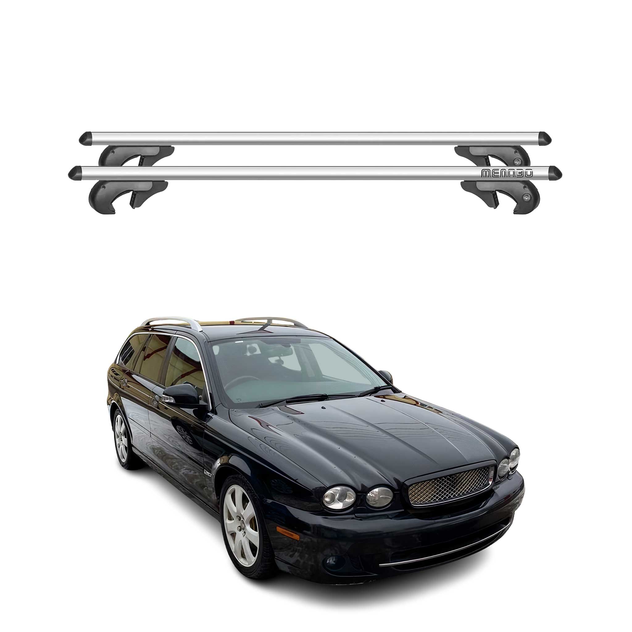 Menabo Barras Techo Baca para Jaguar X-Type Wagon 2001-2009 Gris Aluminio 2Pza