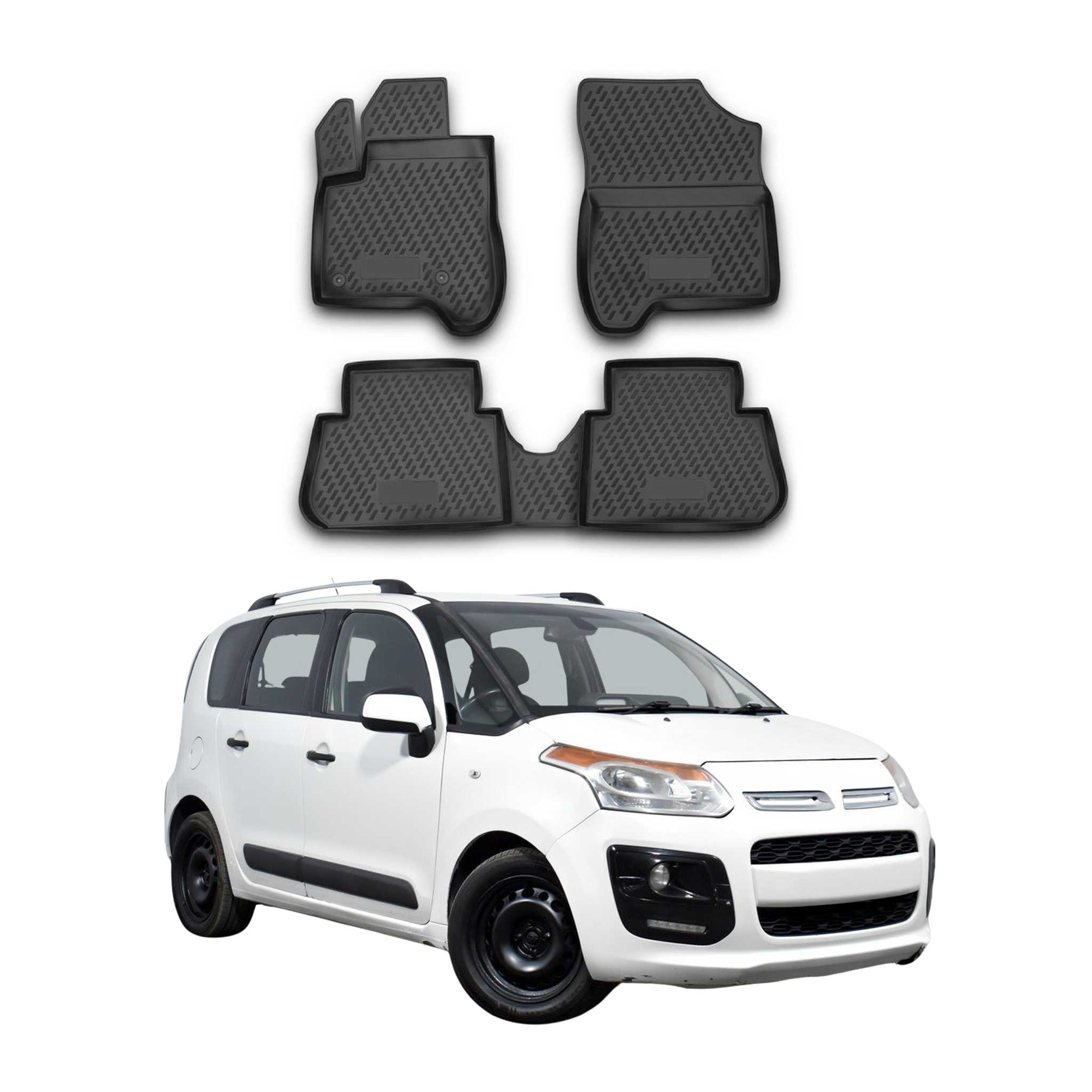 OMAC Alfombrillas De Coche para Citroen C3 Picasso 2009-2016 Negro Goma 4Pza
