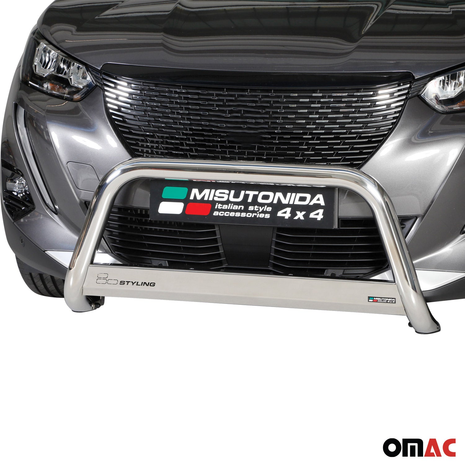 Bull Barra Frontal para Peugeot 2008 2020-2025 Plata Brillante Acero 1Pza