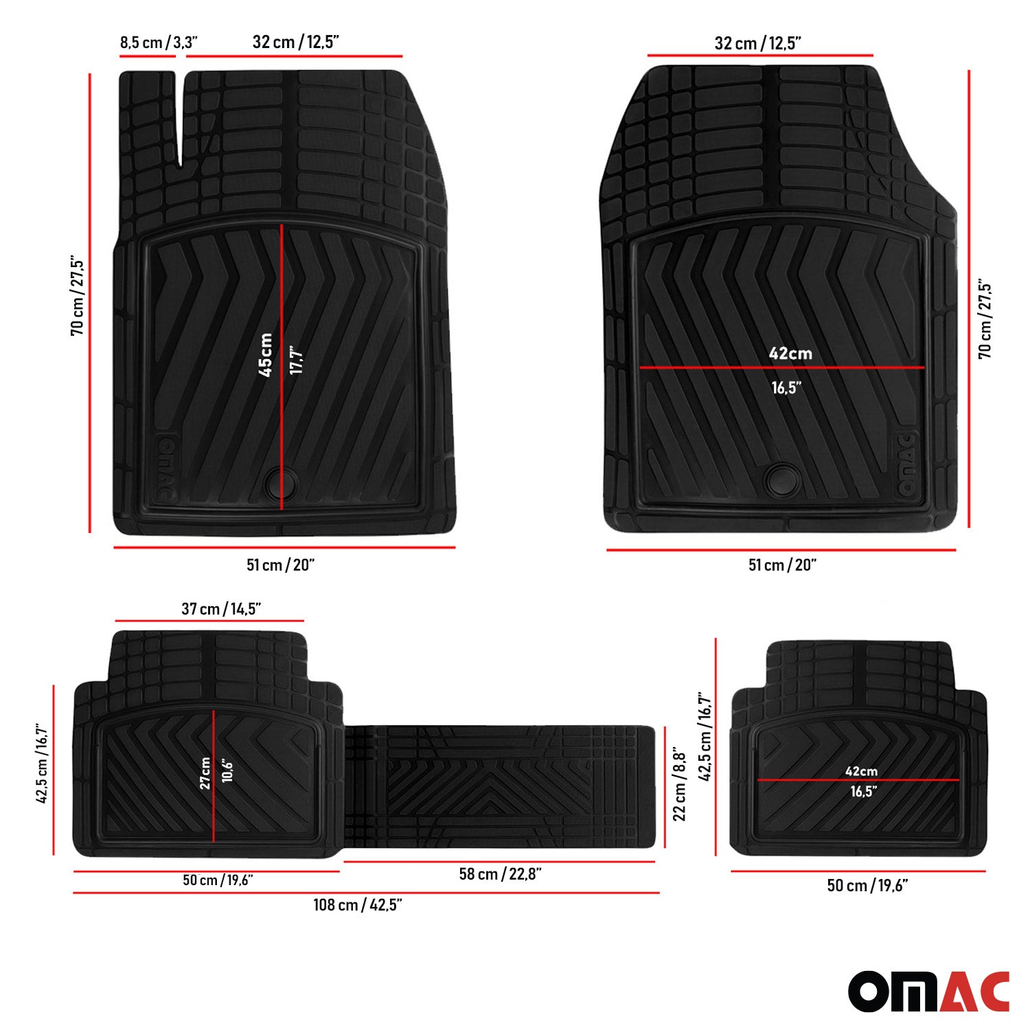 3D Alfombrillas De Coche para VW Golf 8 2019-2025 Negro Goma TPE 4Pza